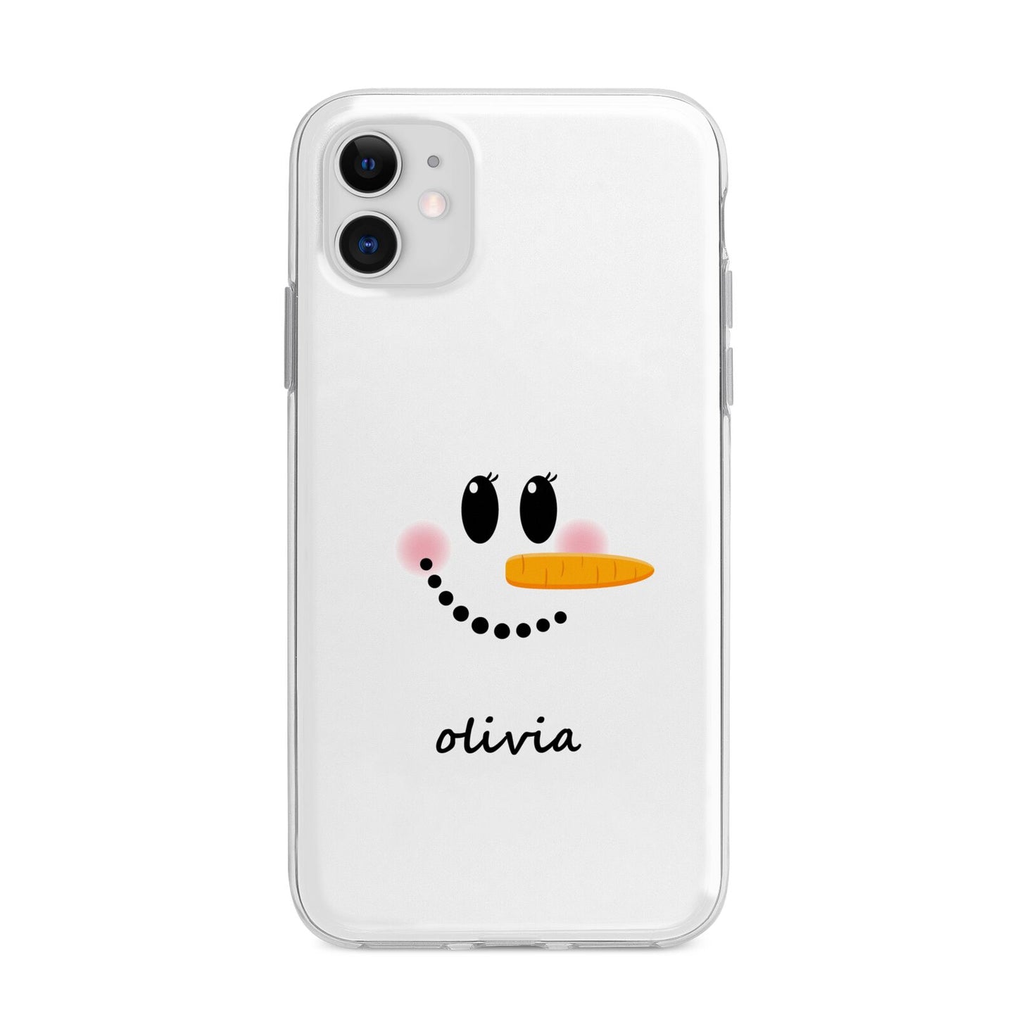 Personalised Snowwoman Apple iPhone 11 in White with Bumper Case