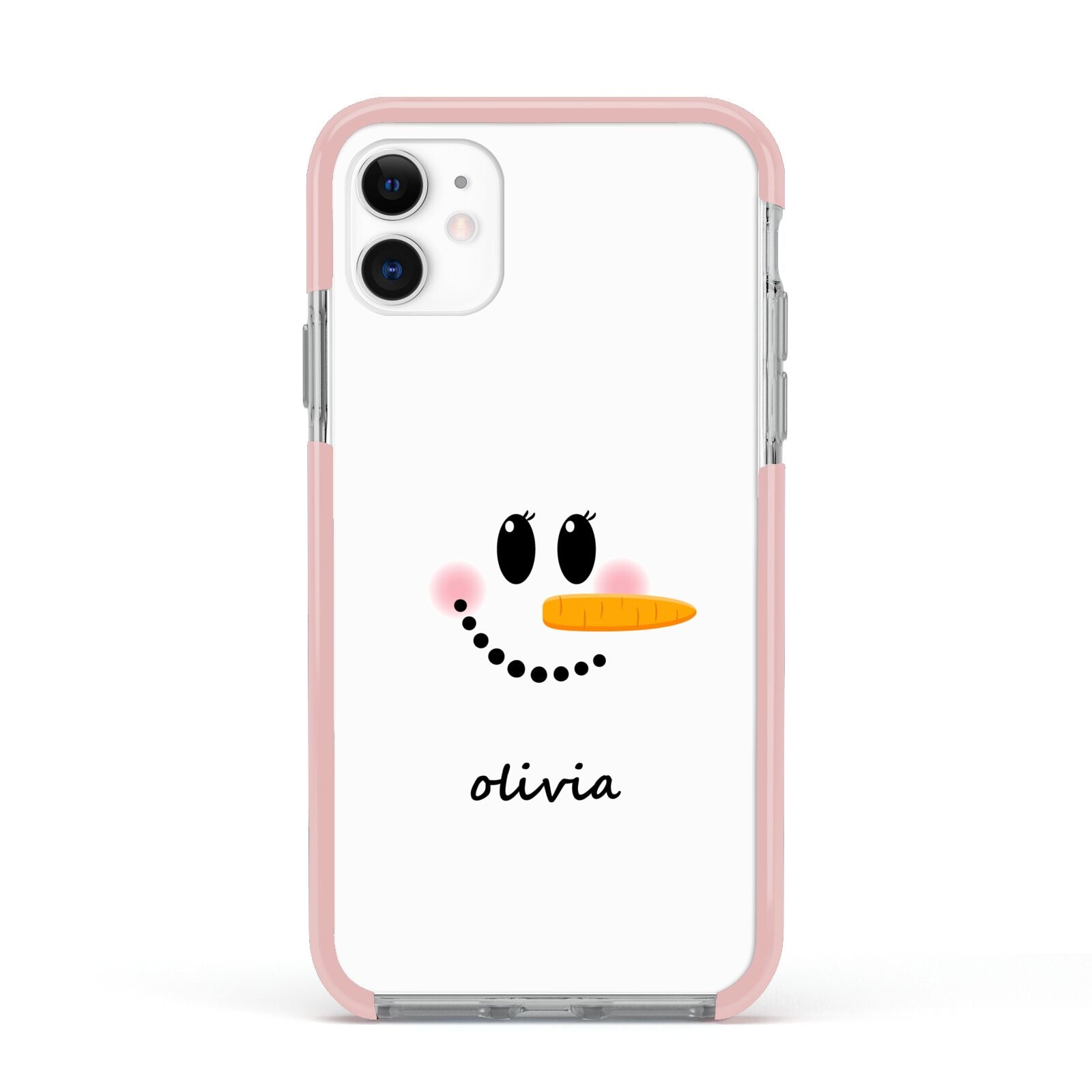 Personalised Snowwoman Apple iPhone 11 in White with Pink Impact Case