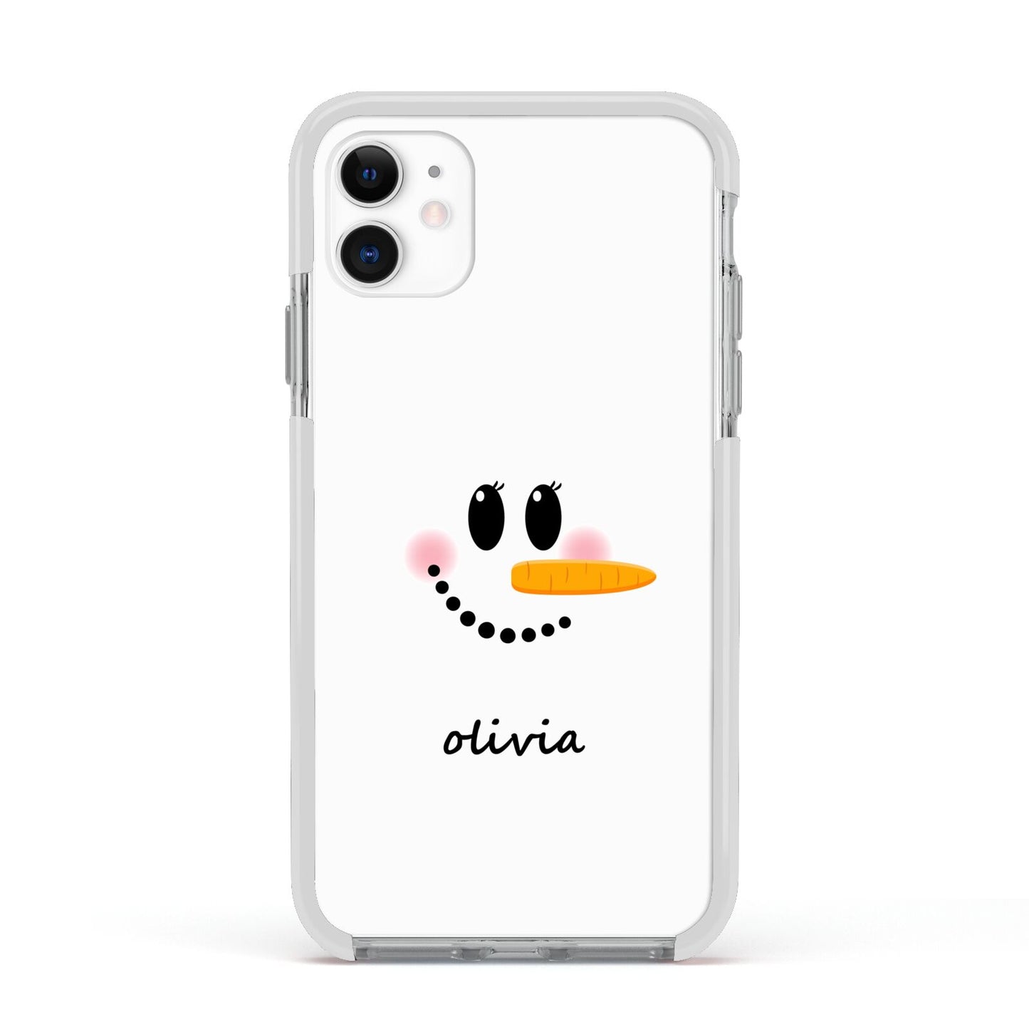 Personalised Snowwoman Apple iPhone 11 in White with White Impact Case