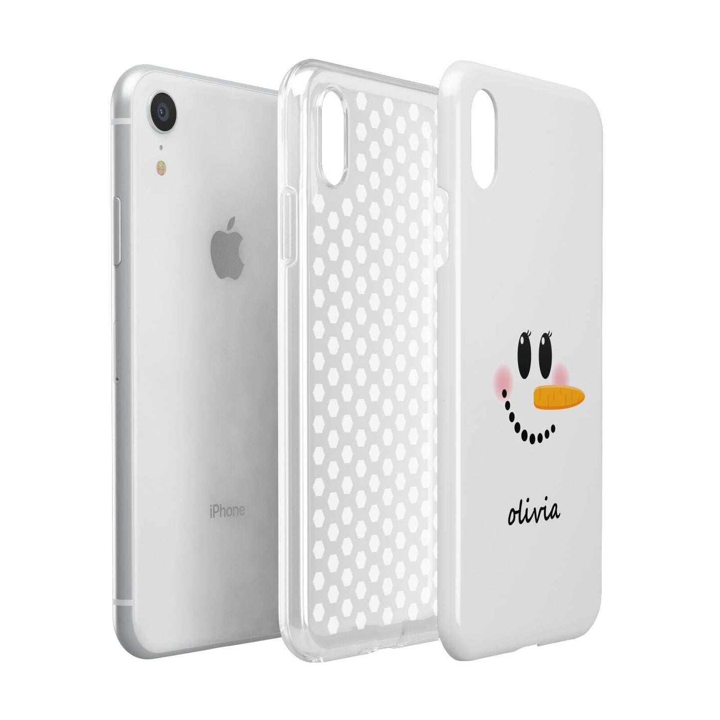 Personalised Snowwoman Apple iPhone XR White 3D Tough Case Expanded view