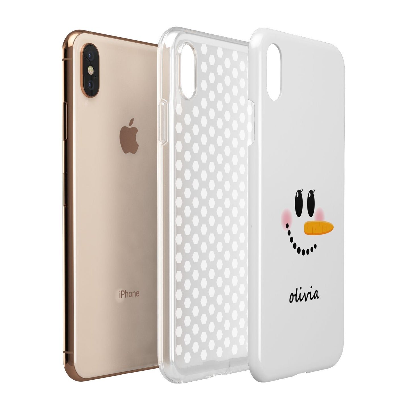 Personalised Snowwoman Apple iPhone Xs Max 3D Tough Case Expanded View