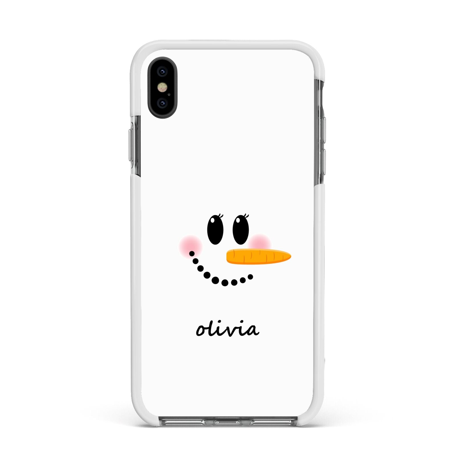 Personalised Snowwoman Apple iPhone Xs Max Impact Case White Edge on Black Phone