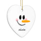 Personalised Snowwoman Heart Decoration Side Angle