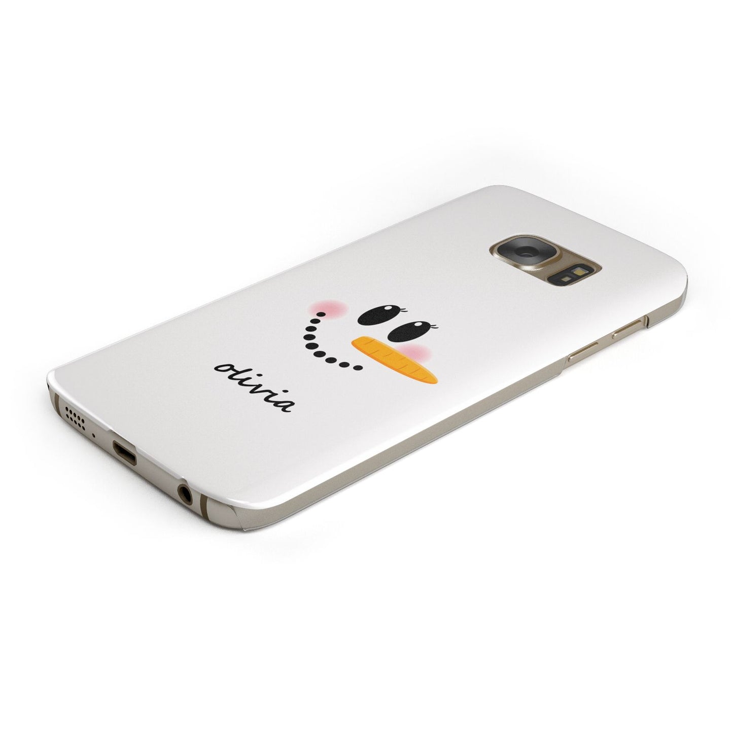 Personalised Snowwoman Protective Samsung Galaxy Case Angled Image