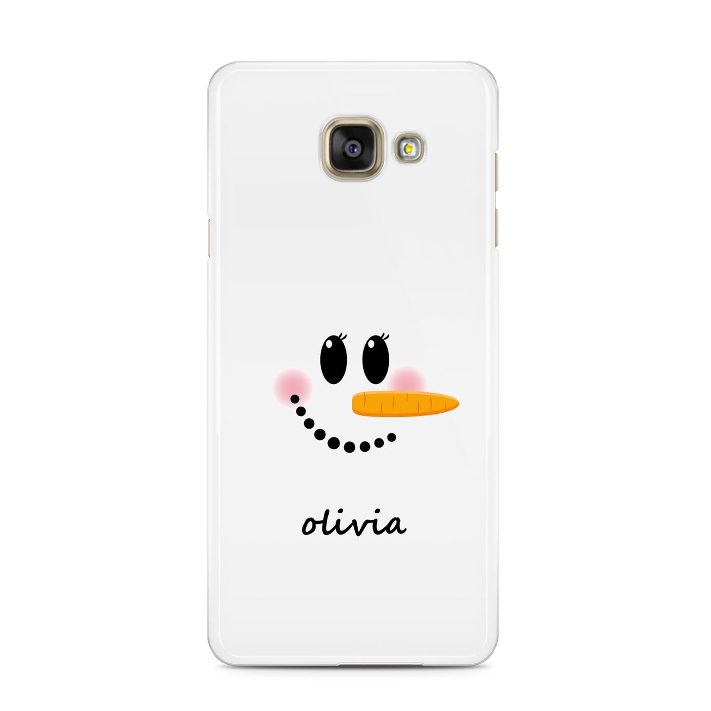 Personalised Snowwoman Samsung Galaxy A3 2016 Case on gold phone