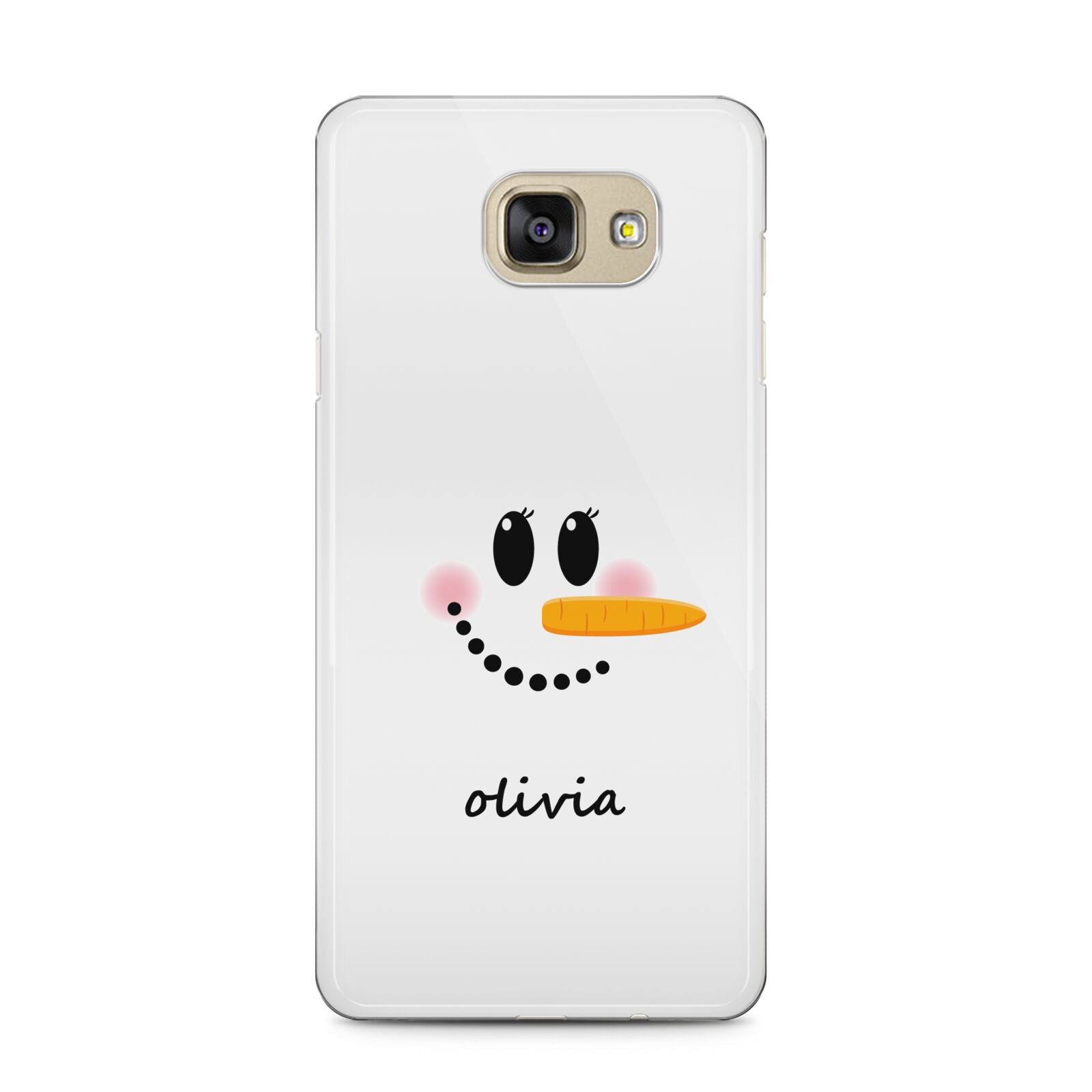 Personalised Snowwoman Samsung Galaxy A5 2016 Case on gold phone