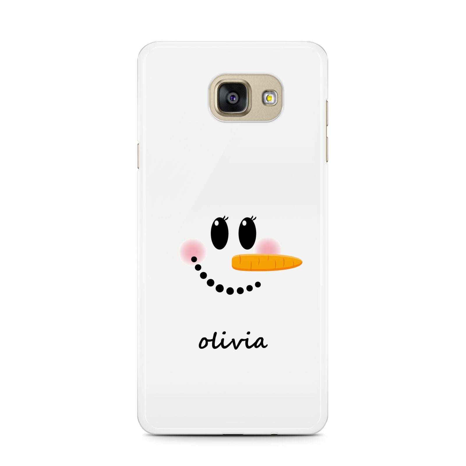 Personalised Snowwoman Samsung Galaxy A7 2016 Case on gold phone