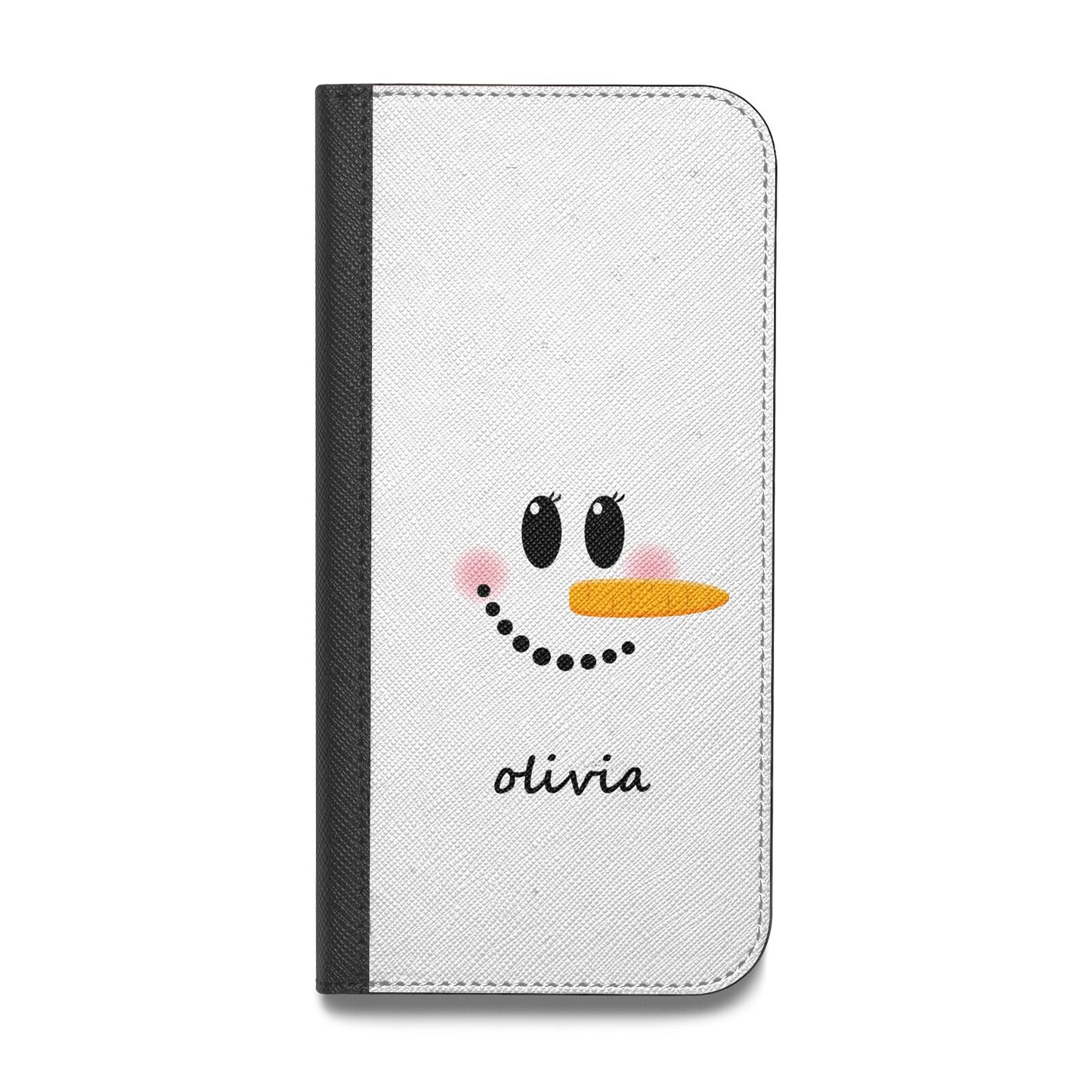 Personalised Snowwoman Vegan Leather Flip iPhone Case