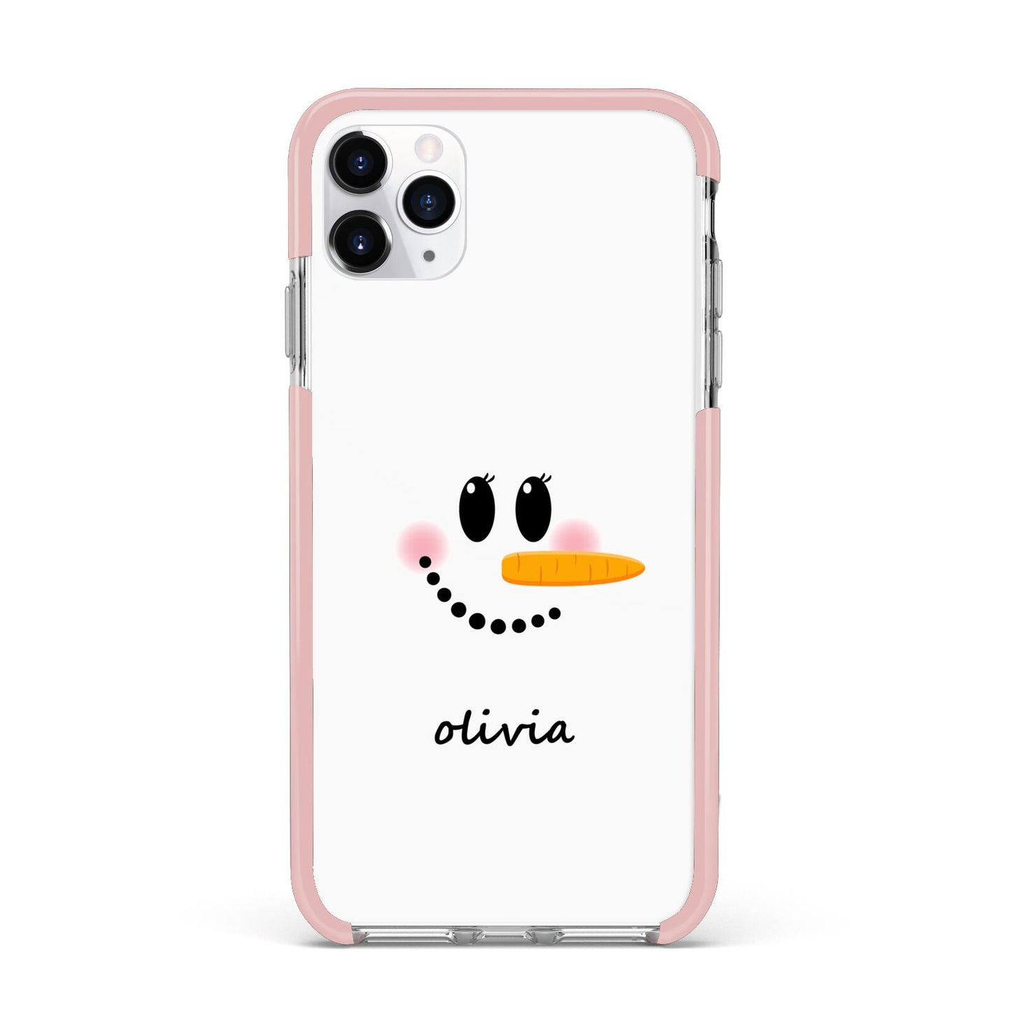 Personalised Snowwoman iPhone 11 Pro Max Impact Pink Edge Case