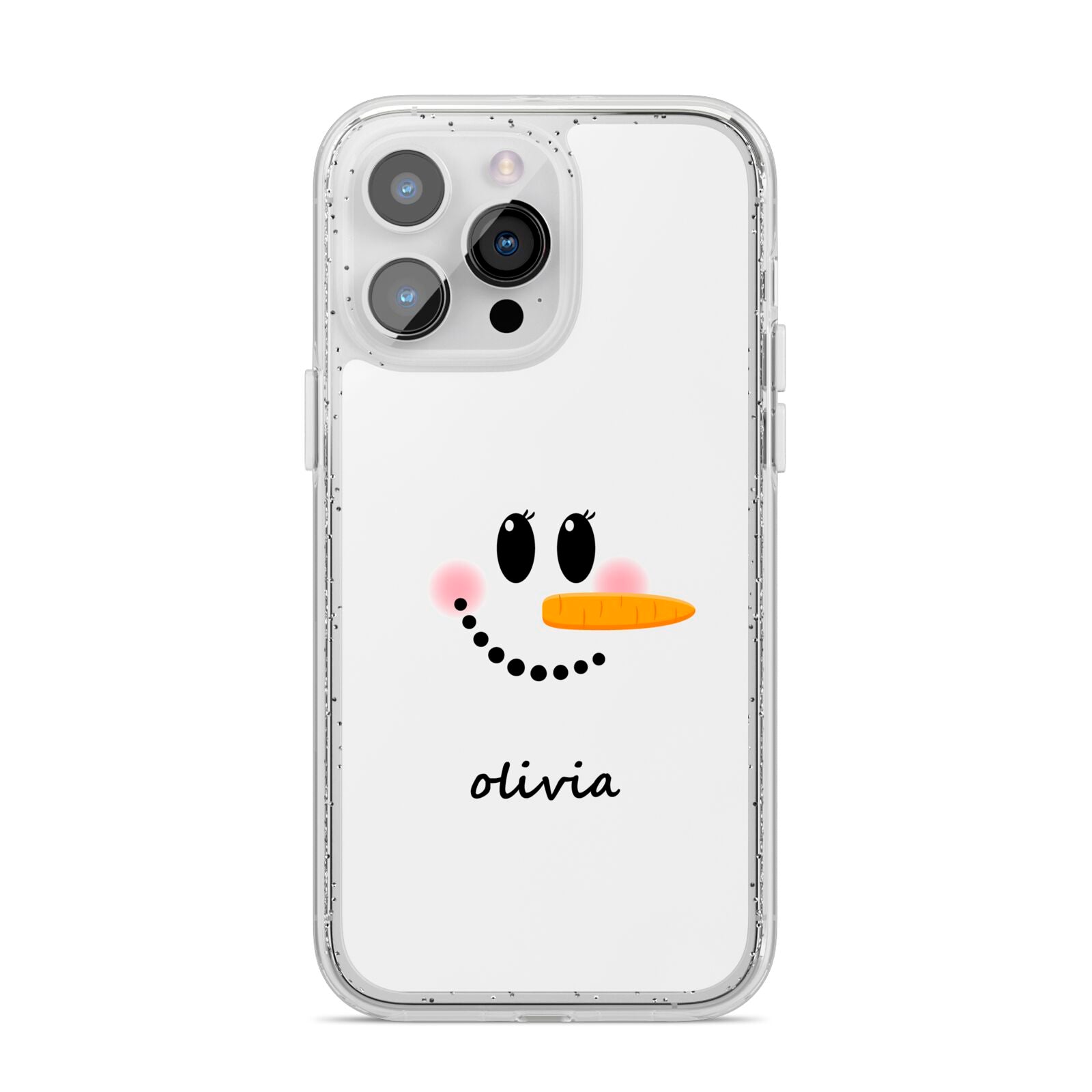 Personalised Snowwoman iPhone 14 Pro Max Glitter Tough Case Silver