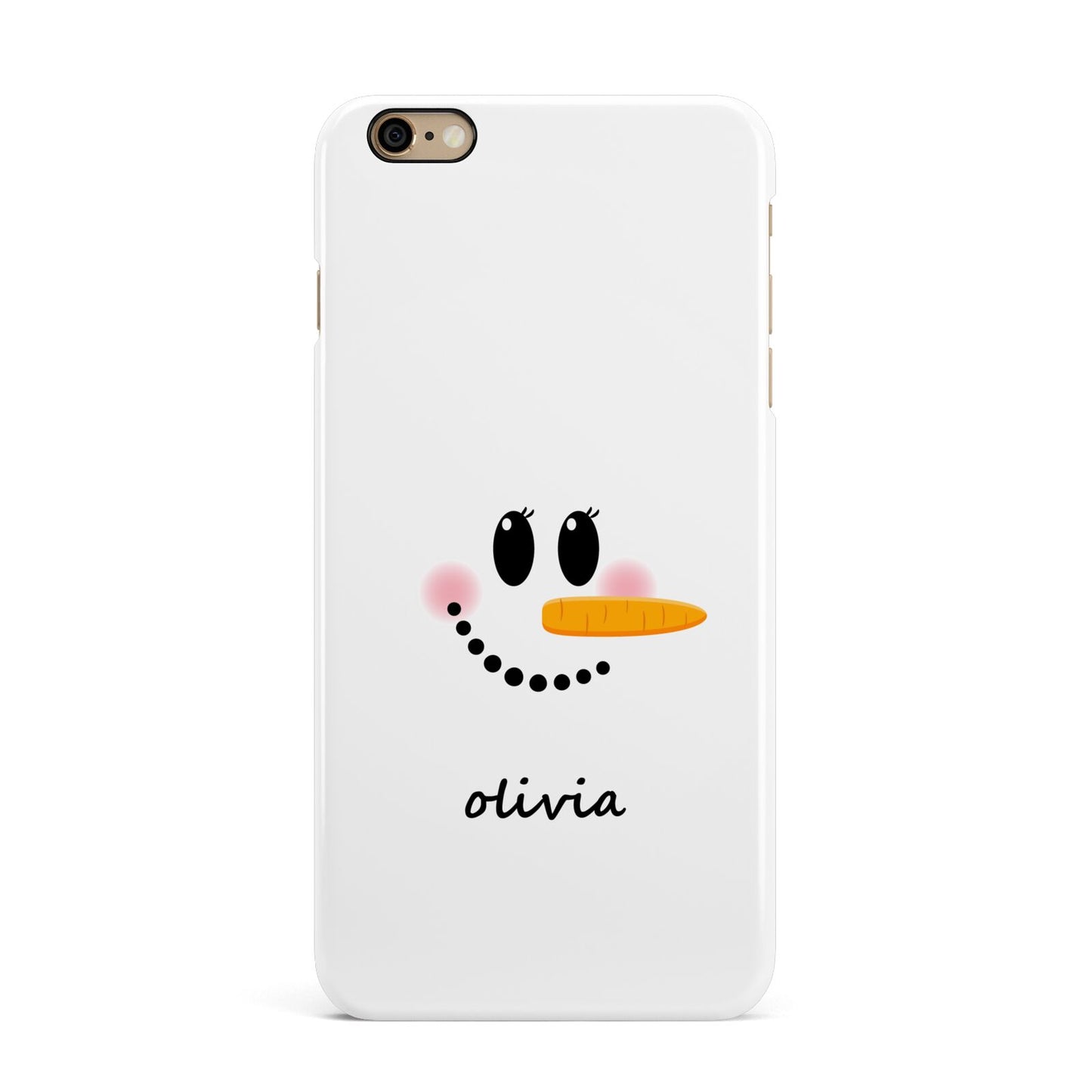 Personalised Snowwoman iPhone 6 Plus 3D Snap Case on Gold Phone