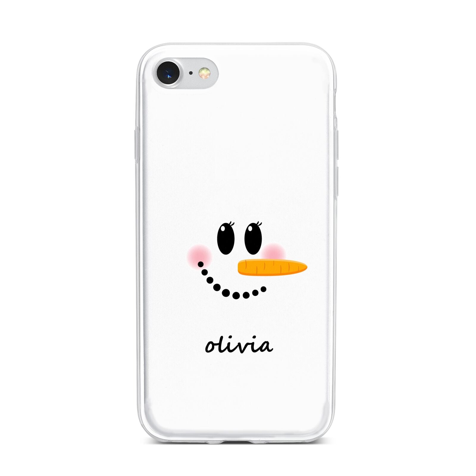 Personalised Snowwoman iPhone 7 Bumper Case on Silver iPhone