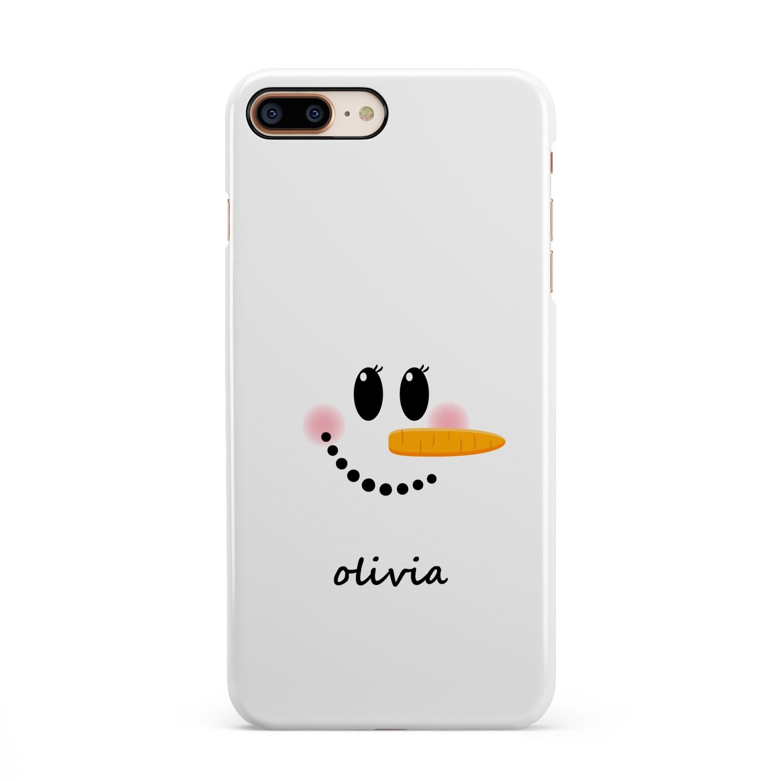 Personalised Snowwoman iPhone 8 Plus 3D Snap Case on Gold Phone