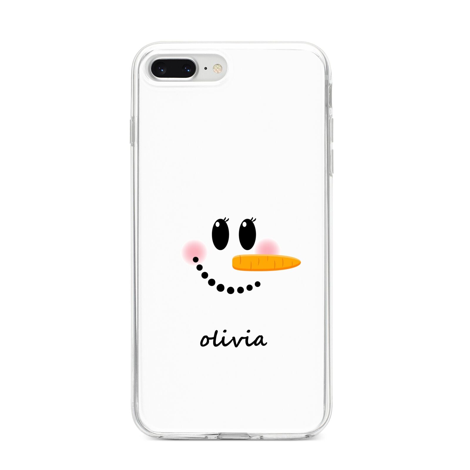 Personalised Snowwoman iPhone 8 Plus Bumper Case on Silver iPhone