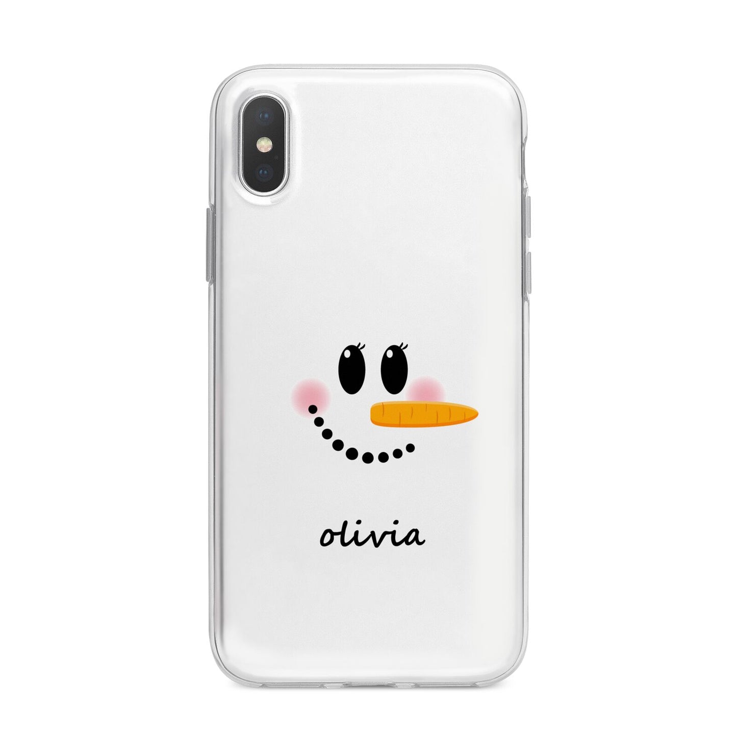 Personalised Snowwoman iPhone X Bumper Case on Silver iPhone Alternative Image 1