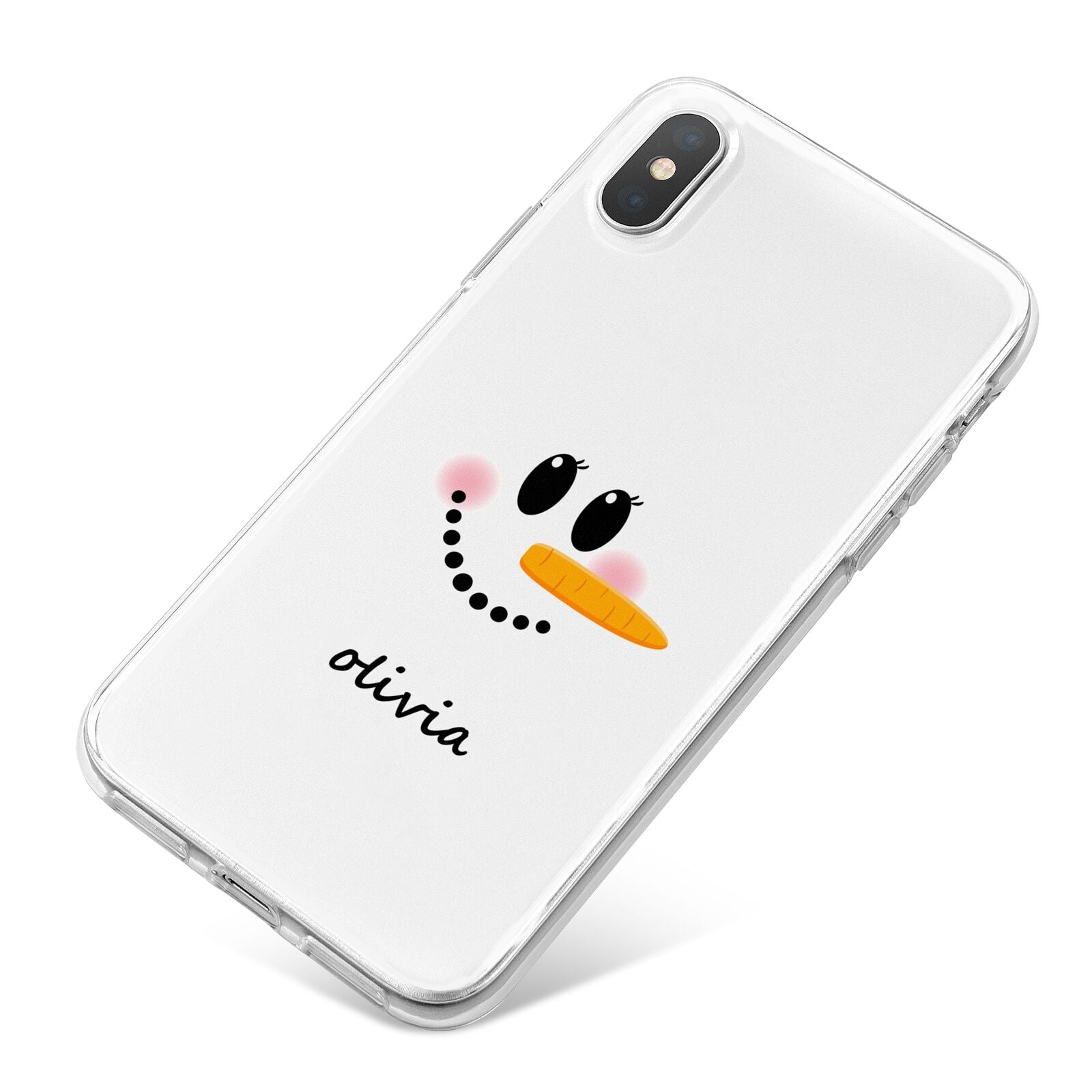 Personalised Snowwoman iPhone X Bumper Case on Silver iPhone