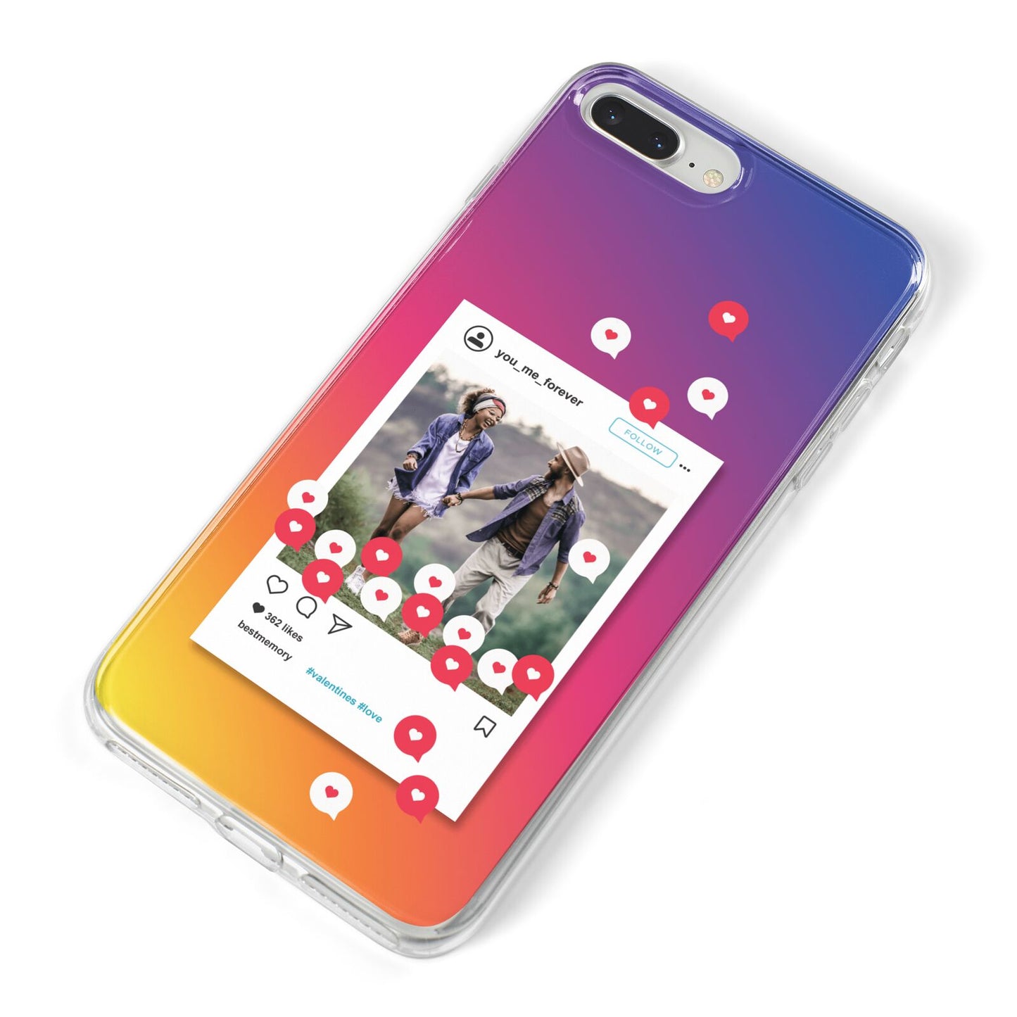 Personalised Social Media Photo iPhone 8 Plus Bumper Case on Silver iPhone Alternative Image