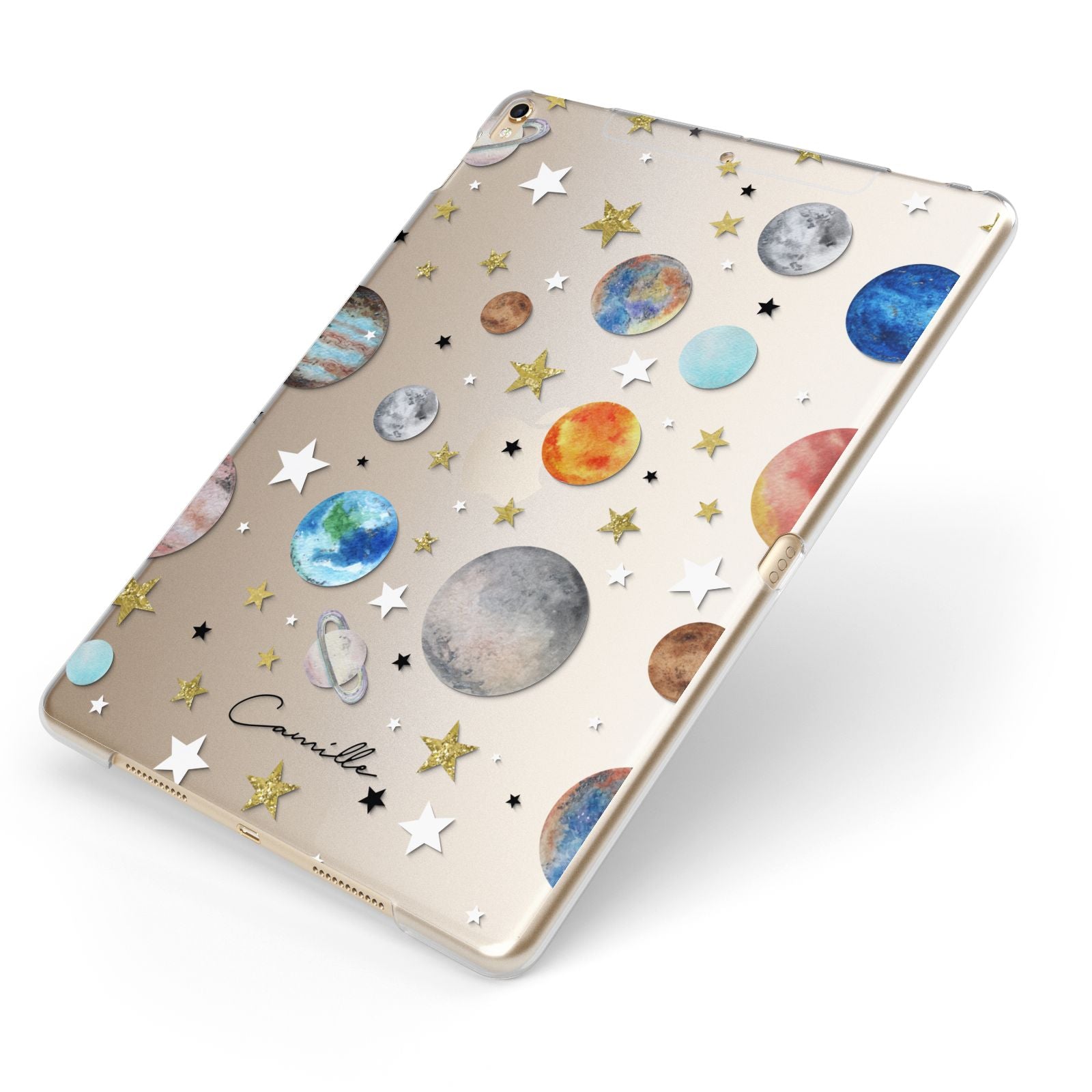 Personalised Solar System Apple iPad Case on Gold iPad Side View