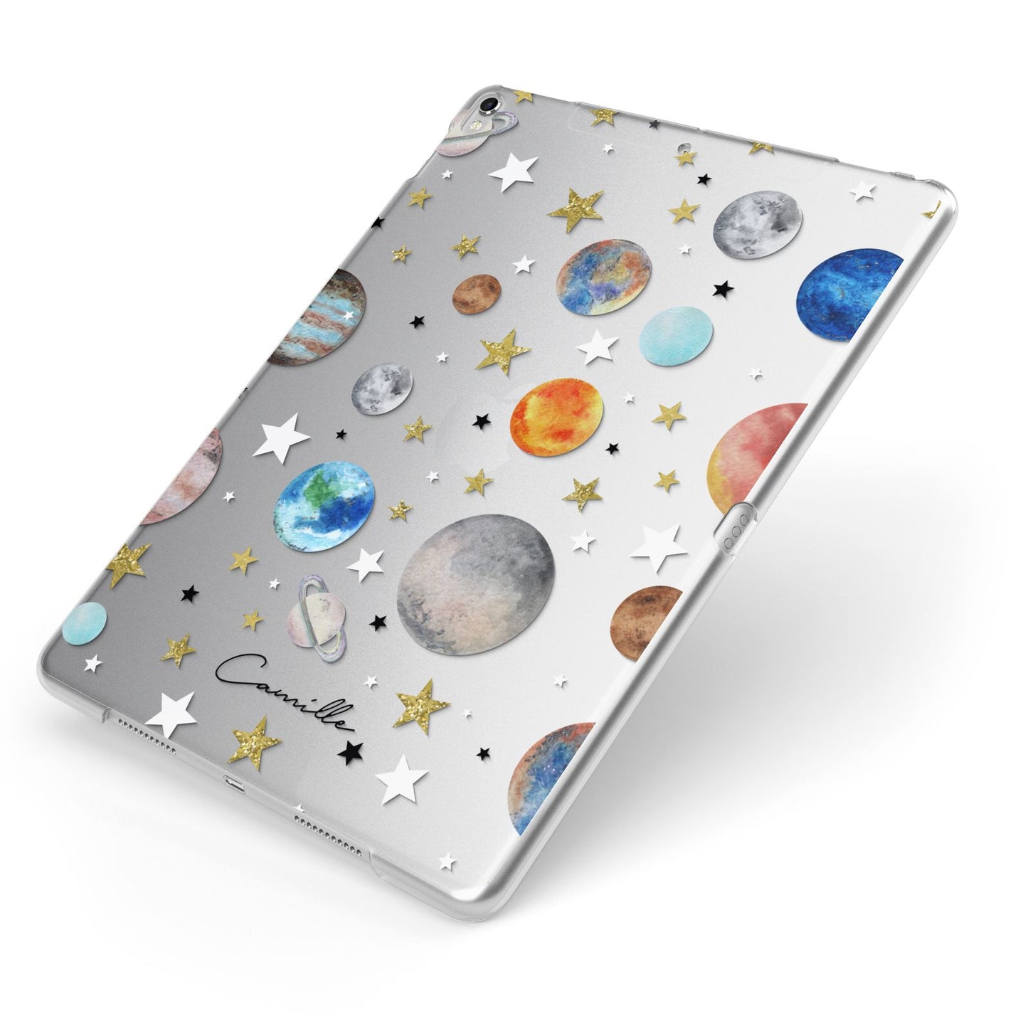 Personalised Solar System Apple iPad Case on Silver iPad Side View