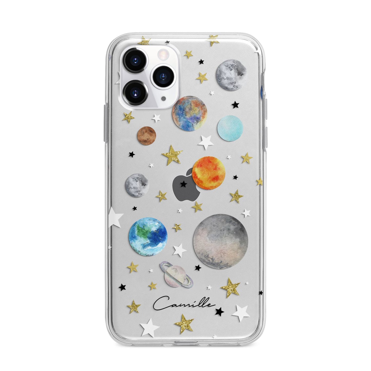 Personalised Solar System Apple iPhone 11 Pro Max in Silver with Bumper Case