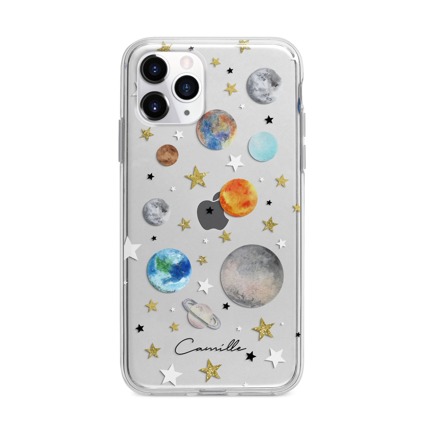Personalised Solar System Apple iPhone 11 Pro in Silver with Bumper Case