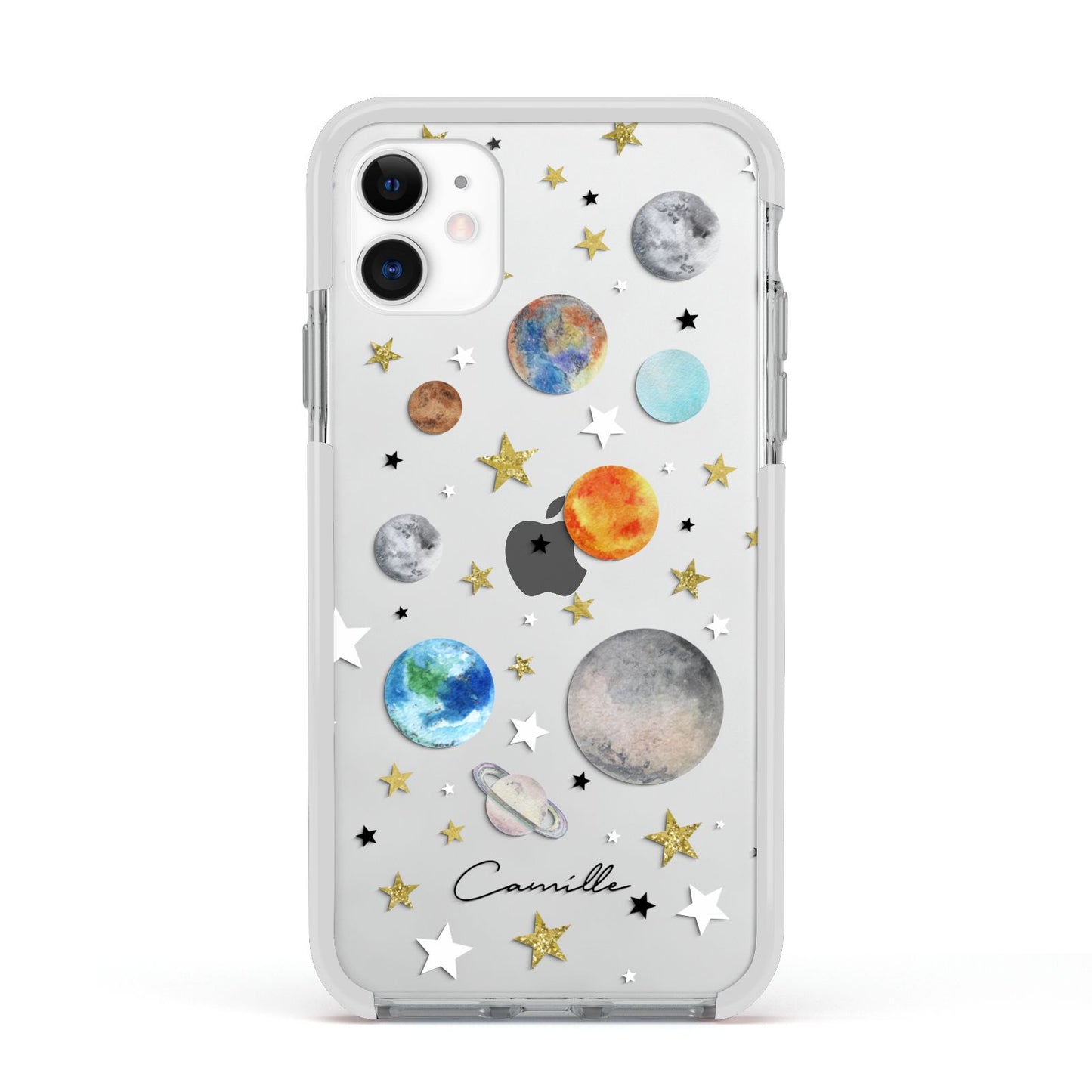 Personalised Solar System Apple iPhone 11 in White with White Impact Case