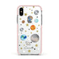 Personalised Solar System Apple iPhone Xs Impact Case Pink Edge on Silver Phone