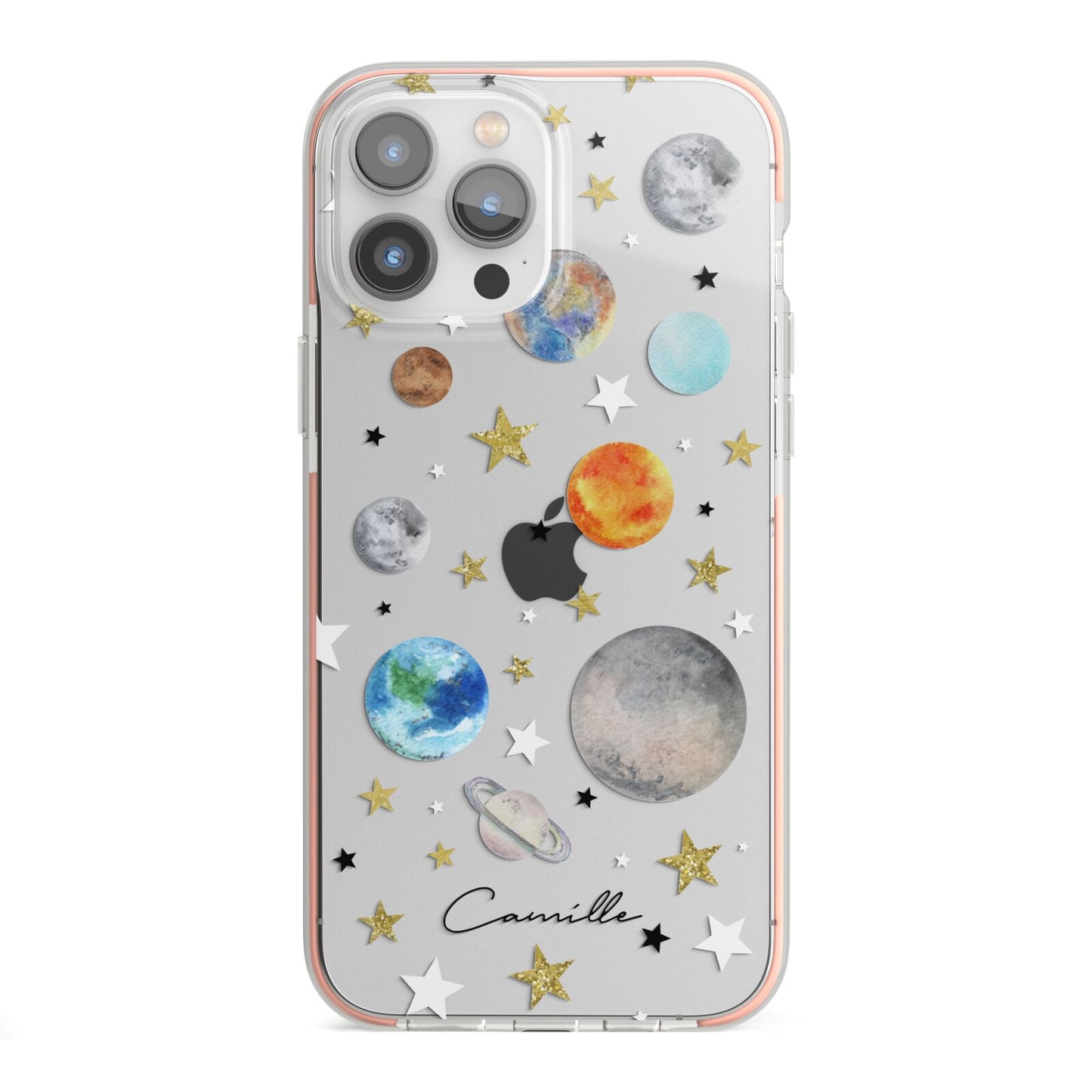 Personalised Solar System iPhone 13 Pro Max TPU Impact Case with Pink Edges