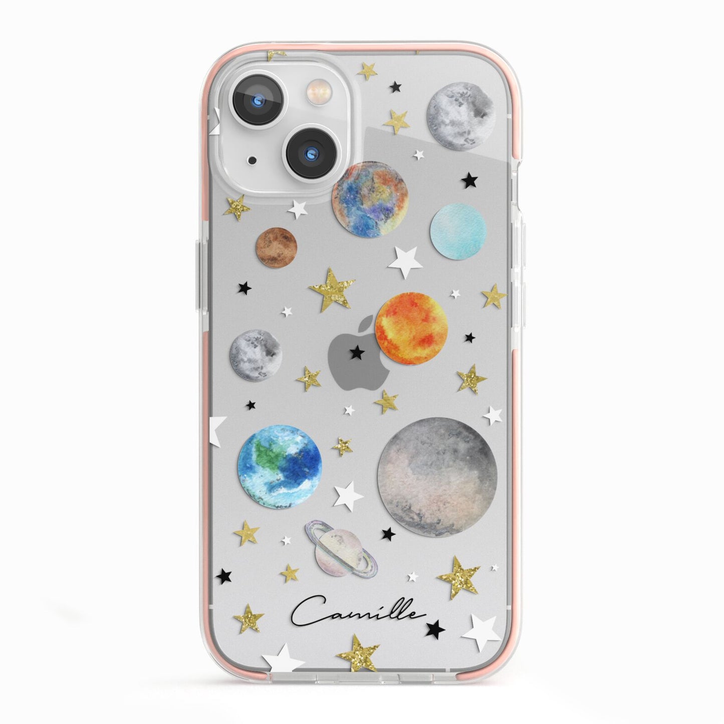 Personalised Solar System iPhone 13 TPU Impact Case with Pink Edges