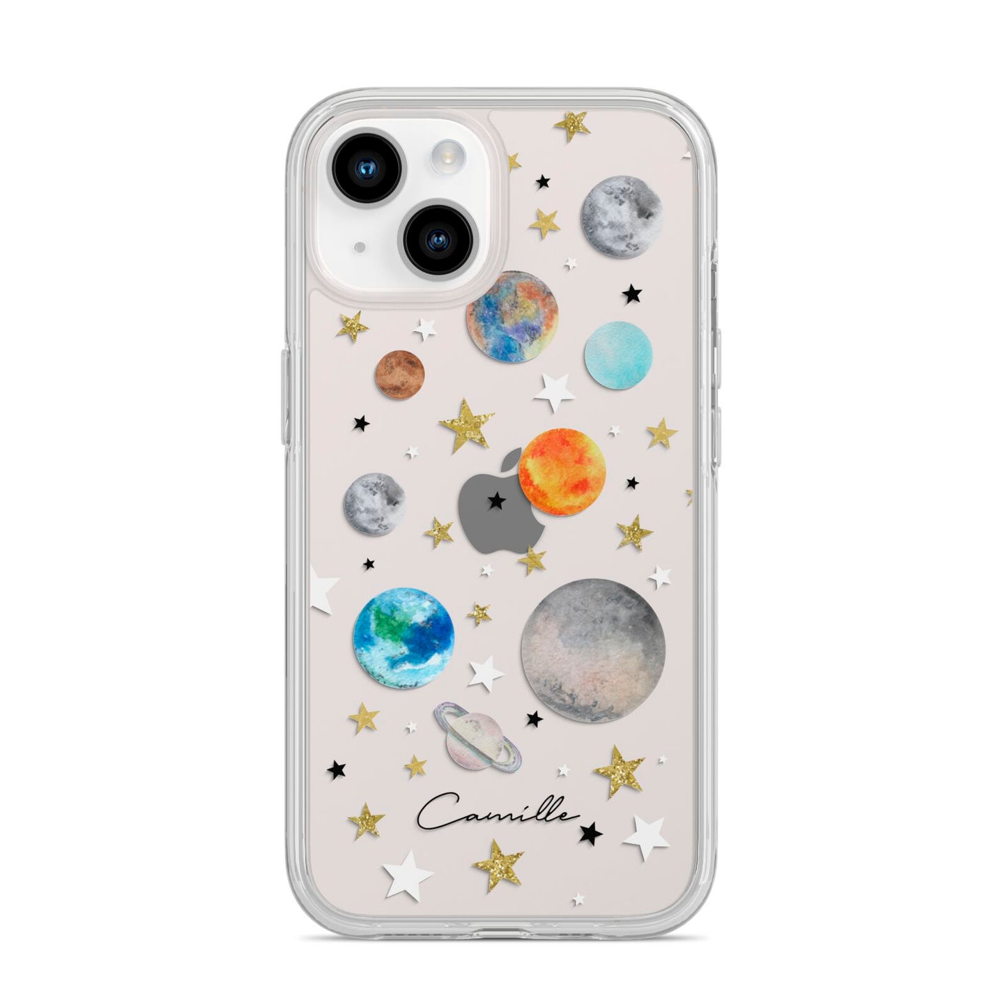 Personalised Solar System iPhone 14 Clear Tough Case Starlight