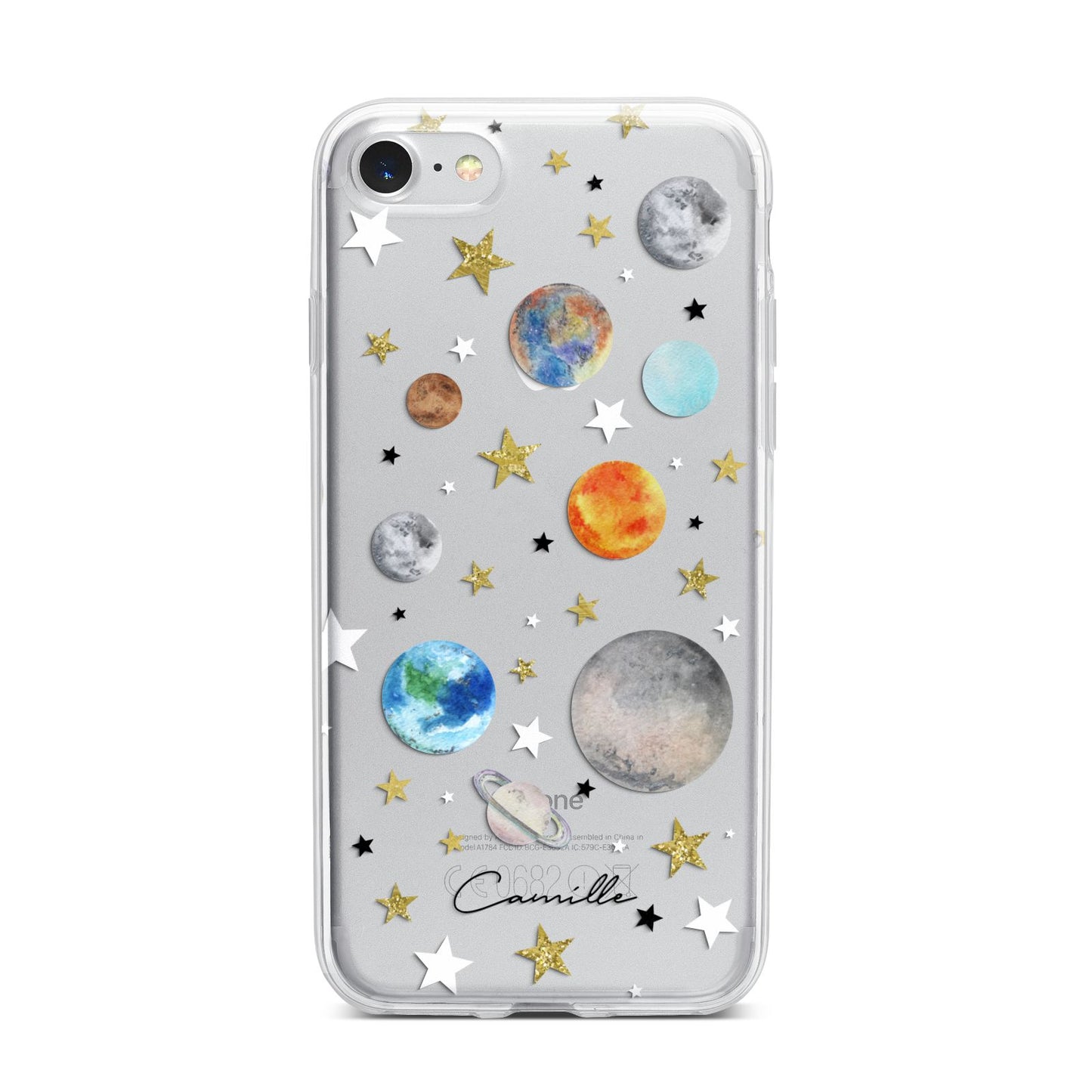 Personalised Solar System iPhone 7 Bumper Case on Silver iPhone