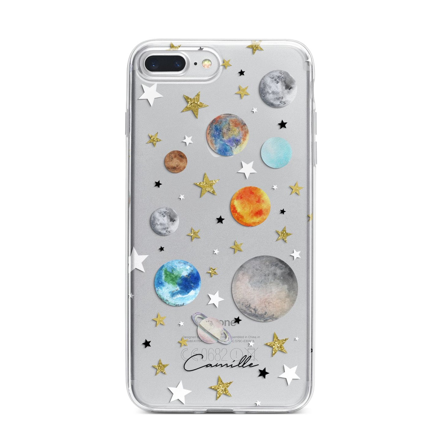 Personalised Solar System iPhone 7 Plus Bumper Case on Silver iPhone
