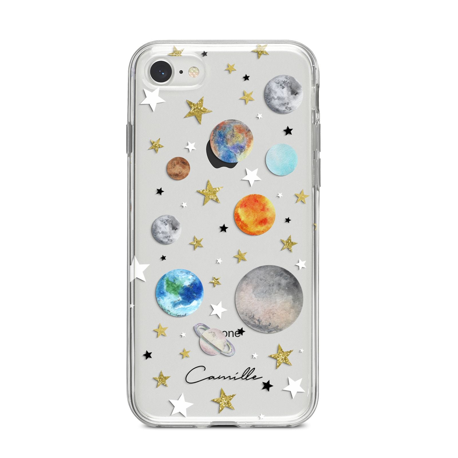 Personalised Solar System iPhone 8 Bumper Case on Silver iPhone