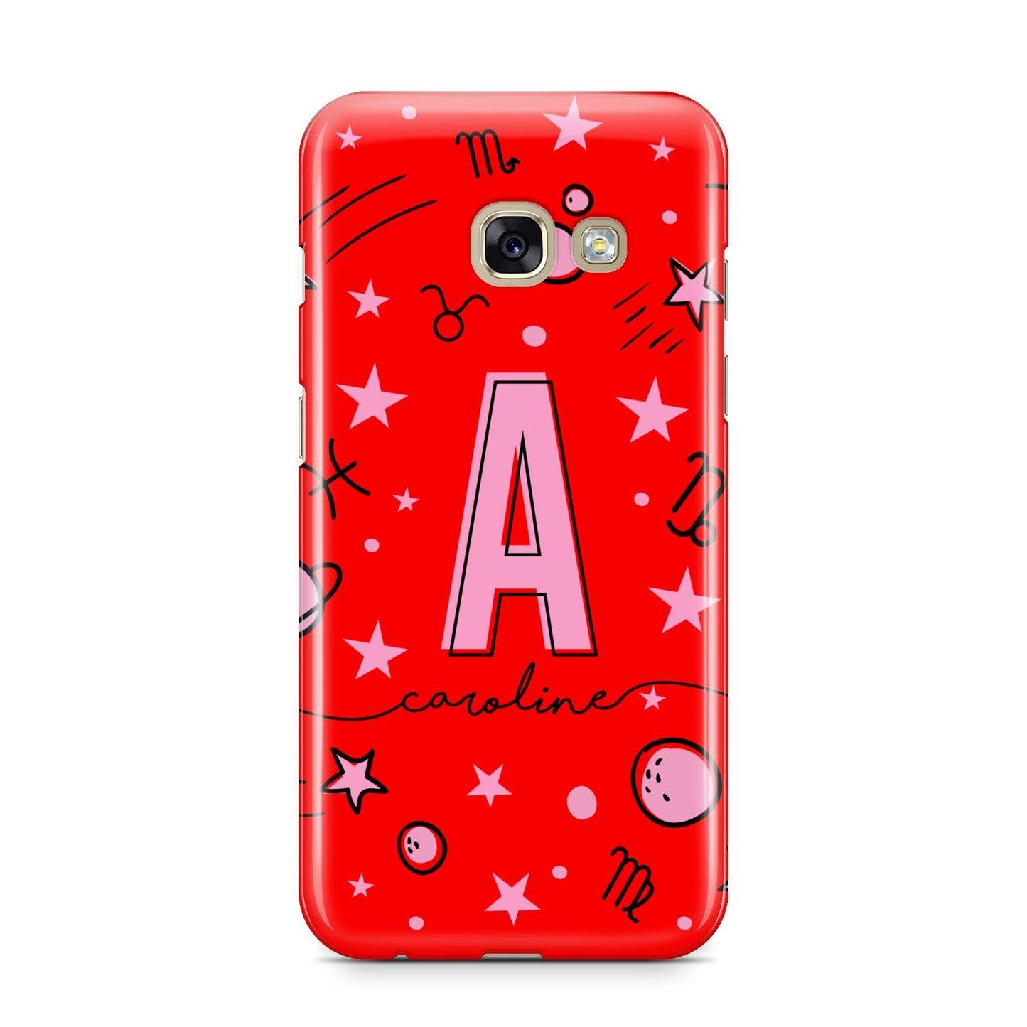 Personalised Space Initial Name Samsung Galaxy A3 2017 Case on gold phone