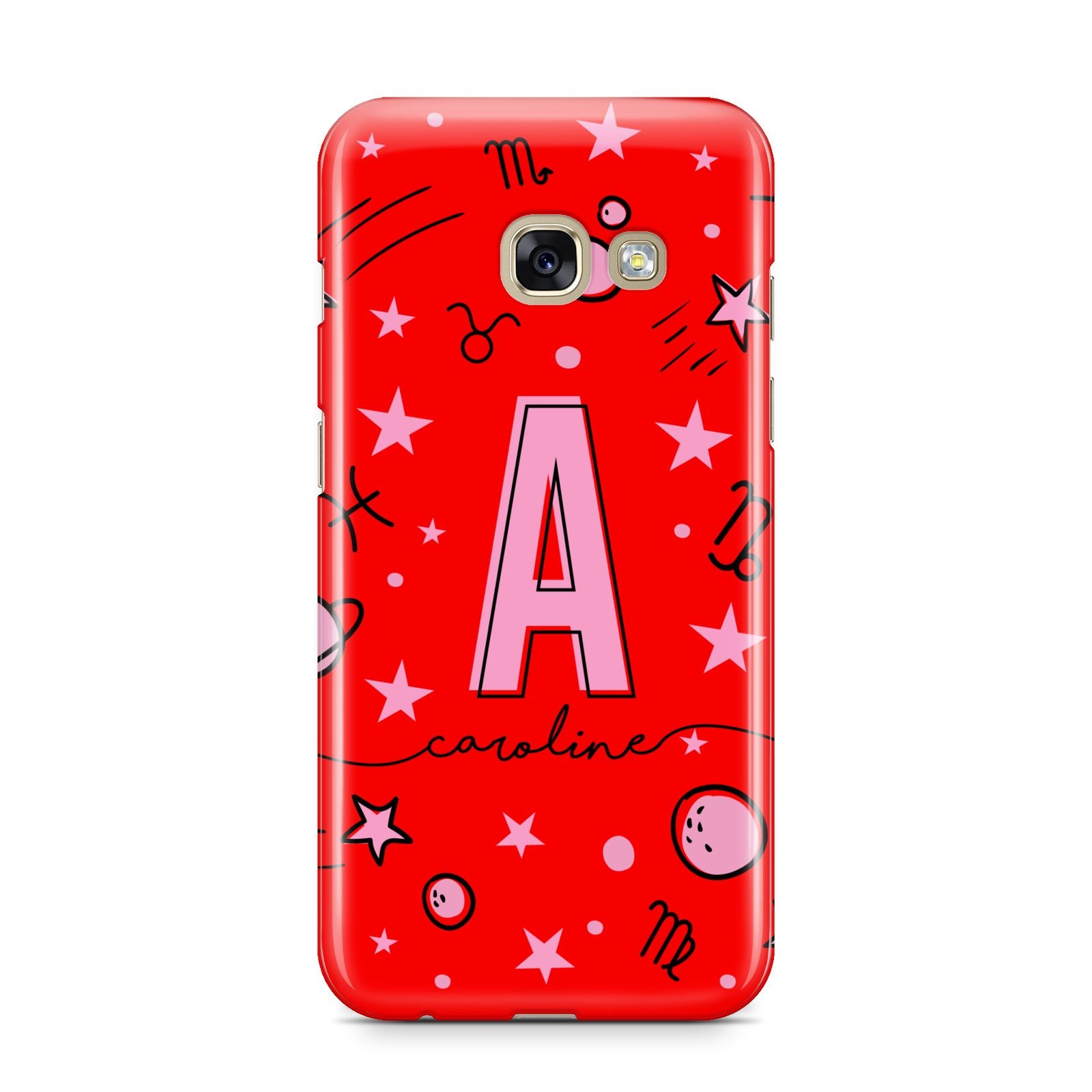 Personalised Space Initial Name Samsung Galaxy A3 2017 Case on gold phone