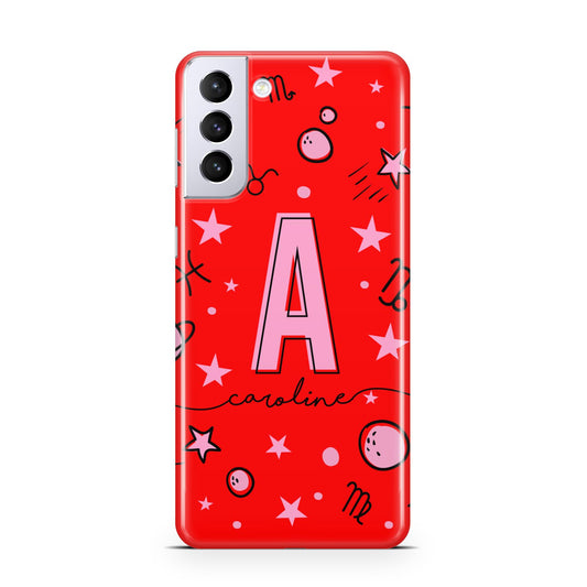 Personalised Space Initial Name Samsung S21 Plus Phone Case