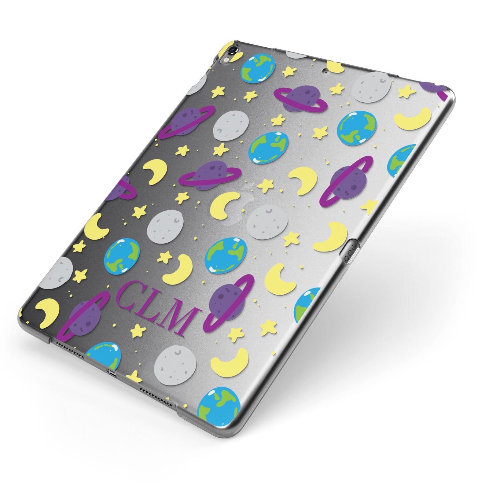 Personalised Space Initials Apple iPad Case on Grey iPad Side View