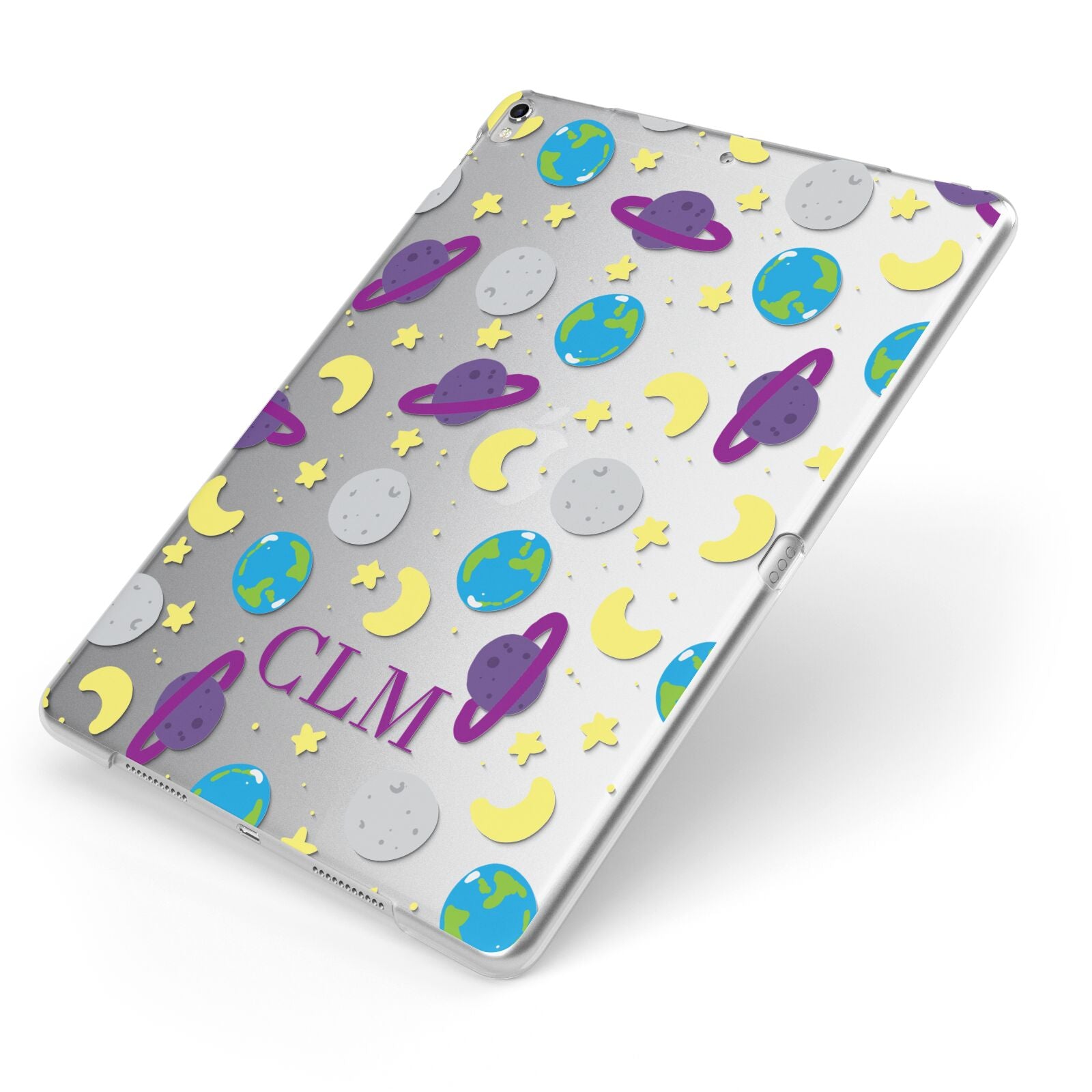 Personalised Space Initials Apple iPad Case on Silver iPad Side View