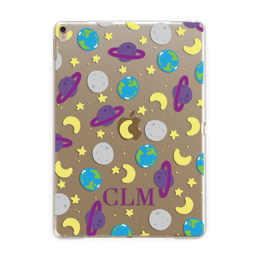 Personalised Space Initials Apple iPad Gold Case