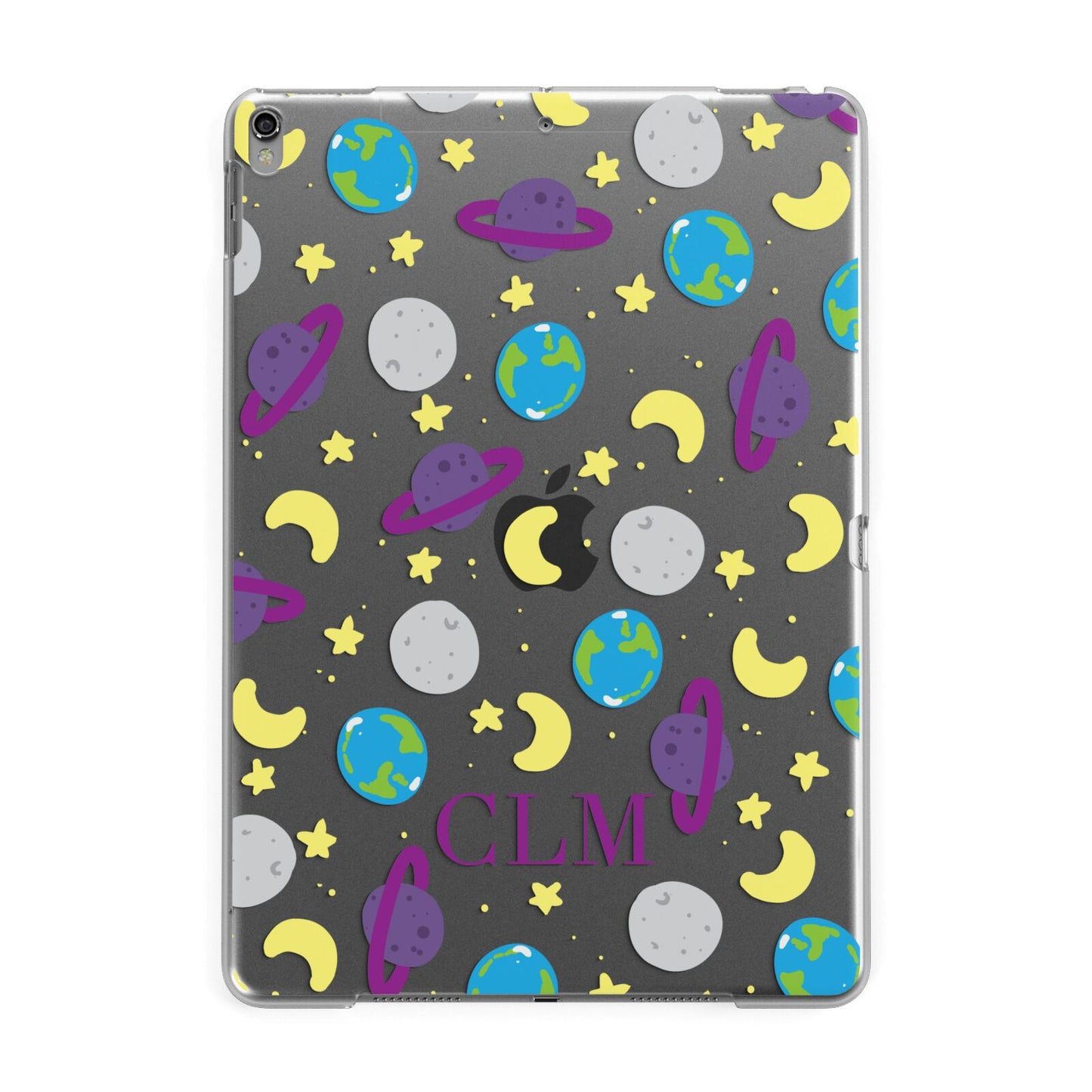 Personalised Space Initials Apple iPad Grey Case