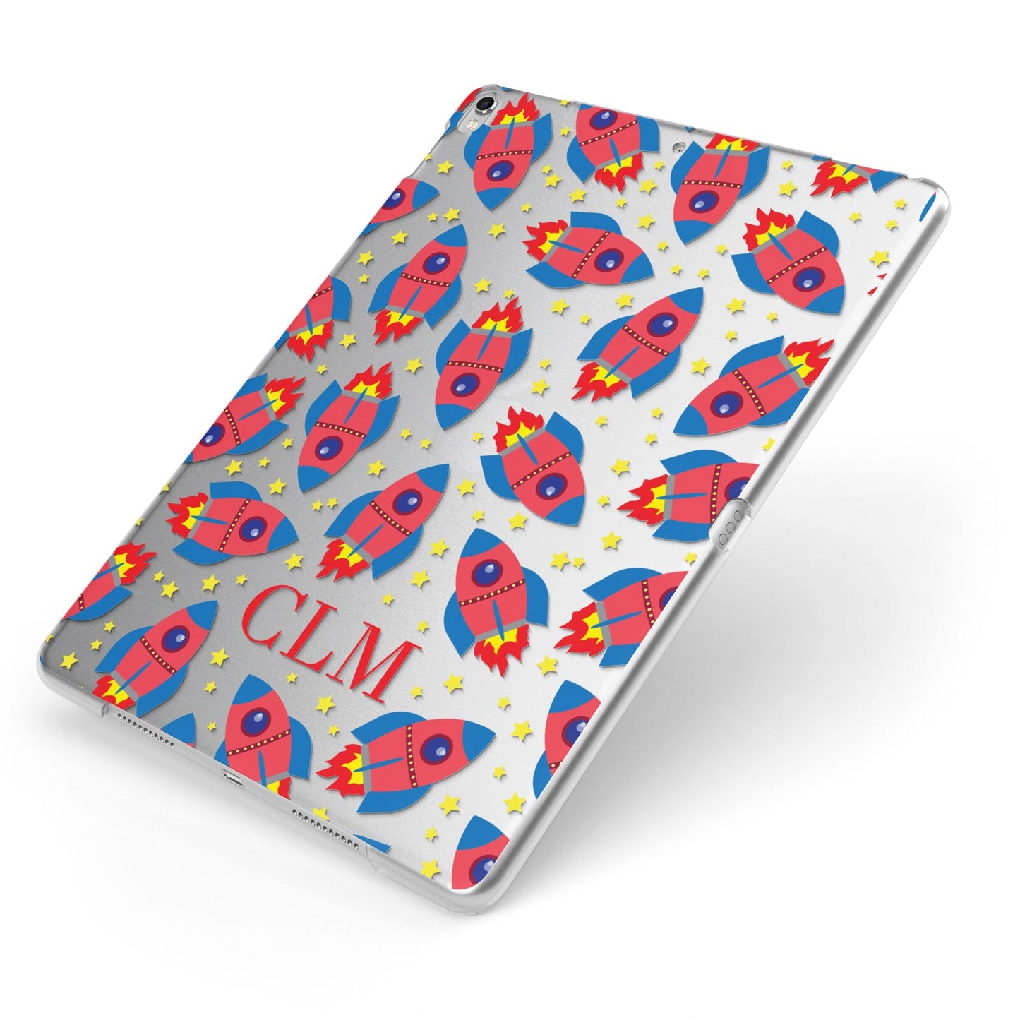 Personalised Space Rocket Initials Apple iPad Case on Silver iPad Side View