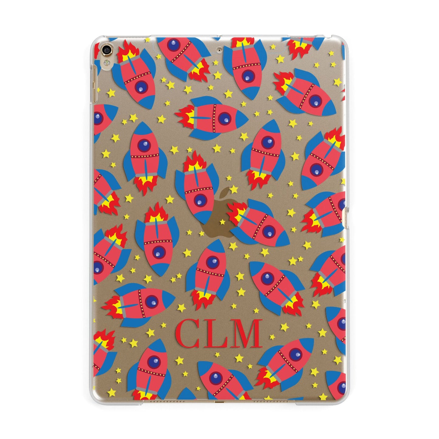 Personalised Space Rocket Initials Apple iPad Gold Case