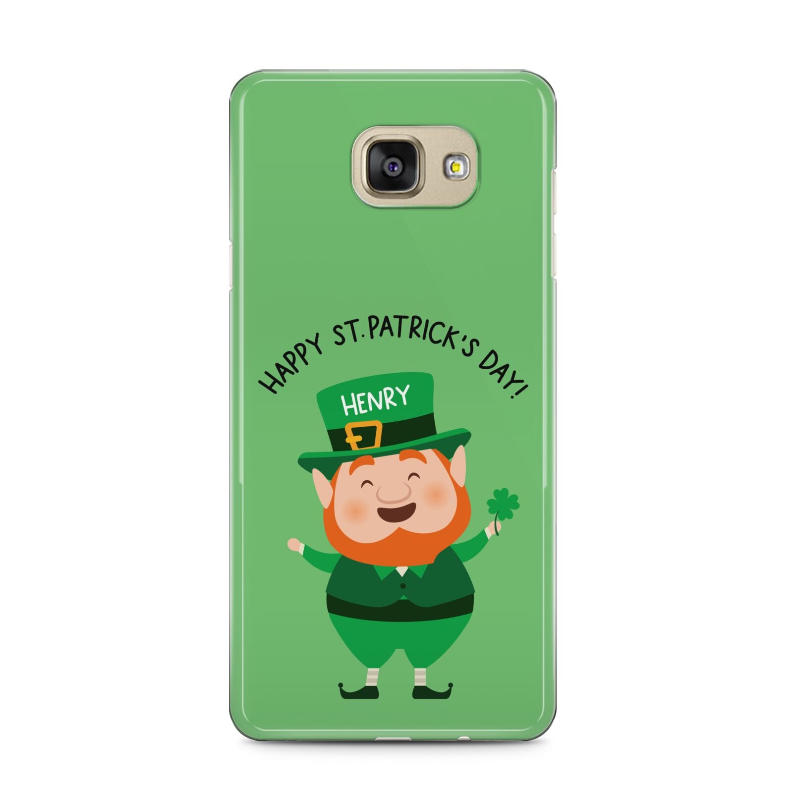 Personalised St Patricks Day Leprechaun Samsung Galaxy A5 2016 Case on gold phone