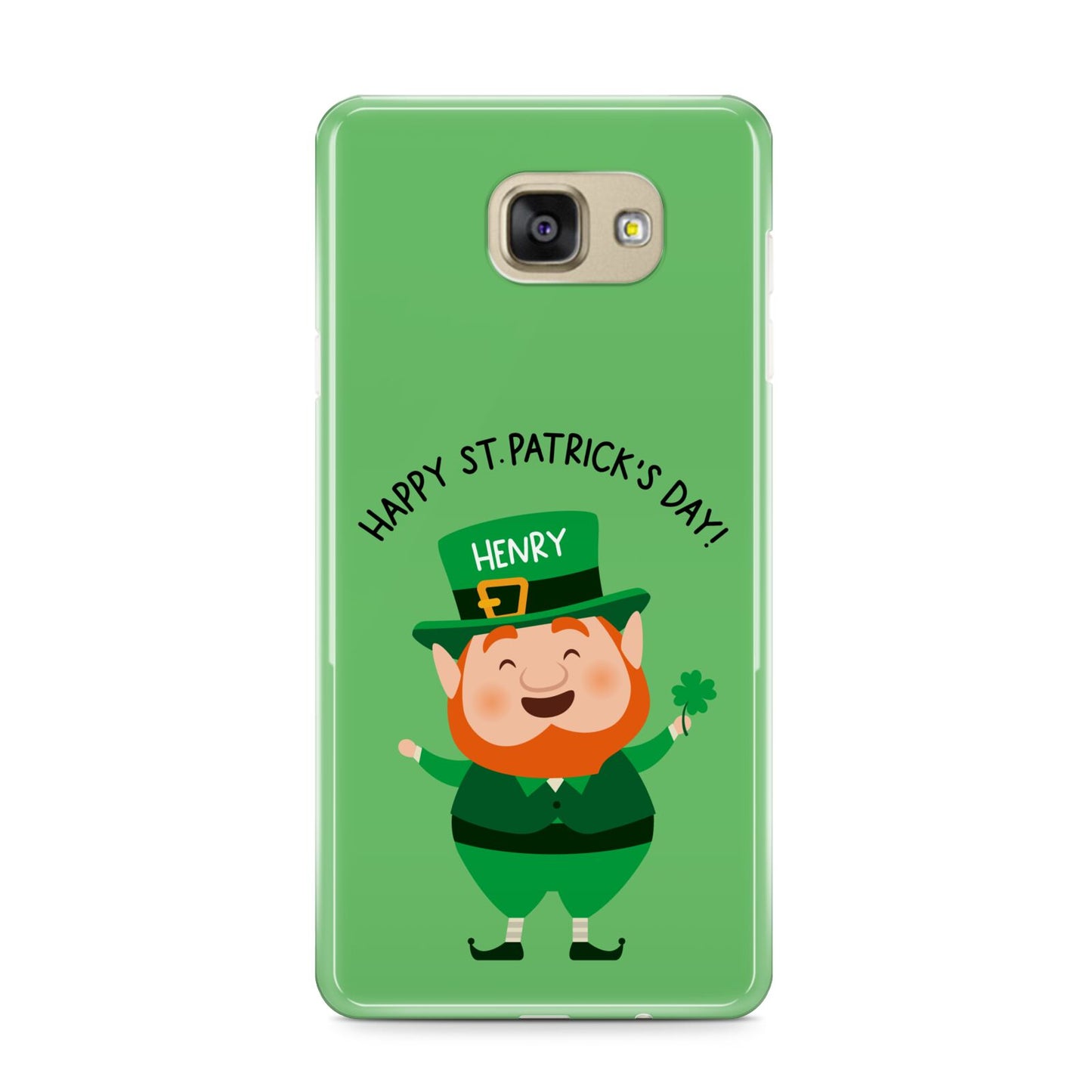 Personalised St Patricks Day Leprechaun Samsung Galaxy A9 2016 Case on gold phone