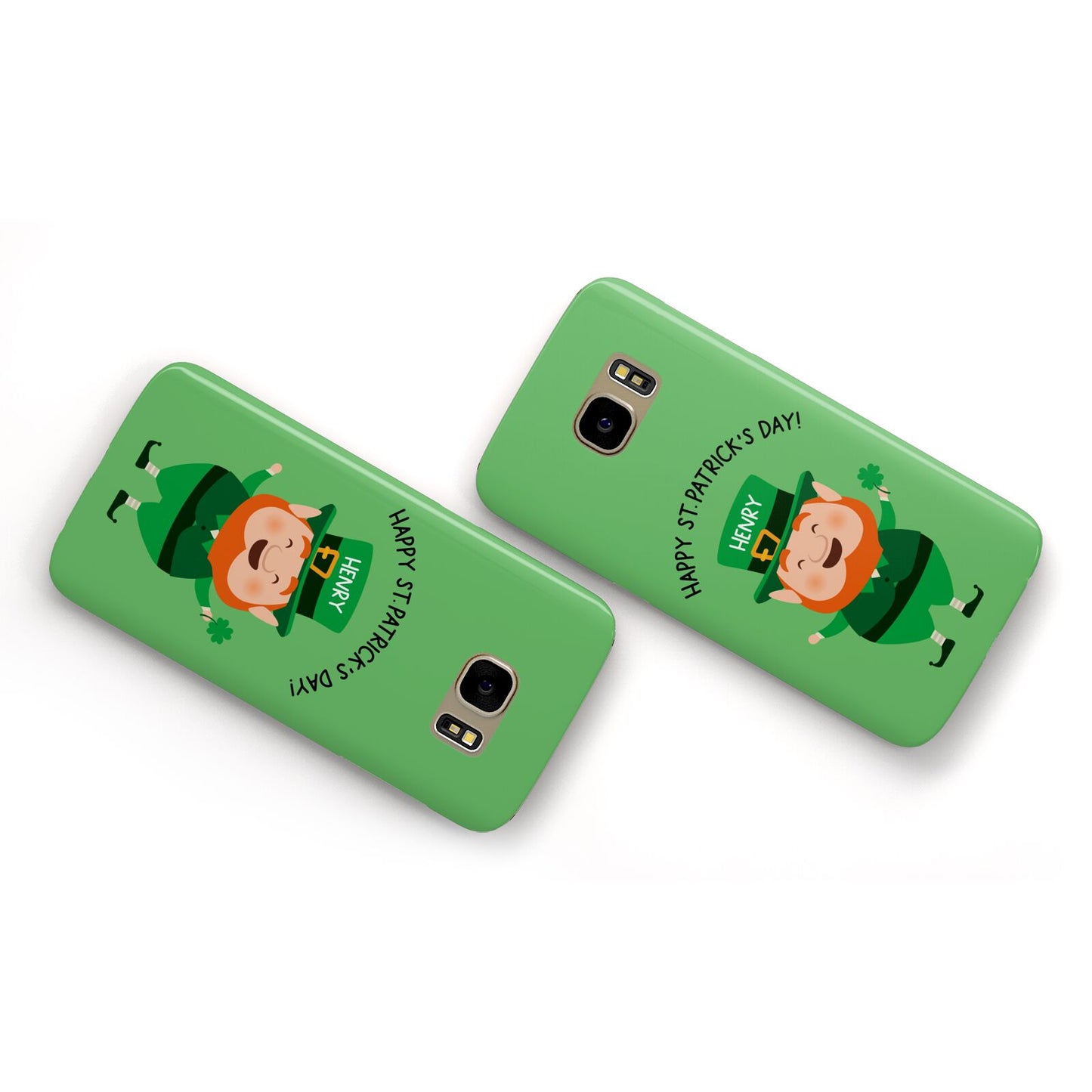 Personalised St Patricks Day Leprechaun Samsung Galaxy Case Flat Overview