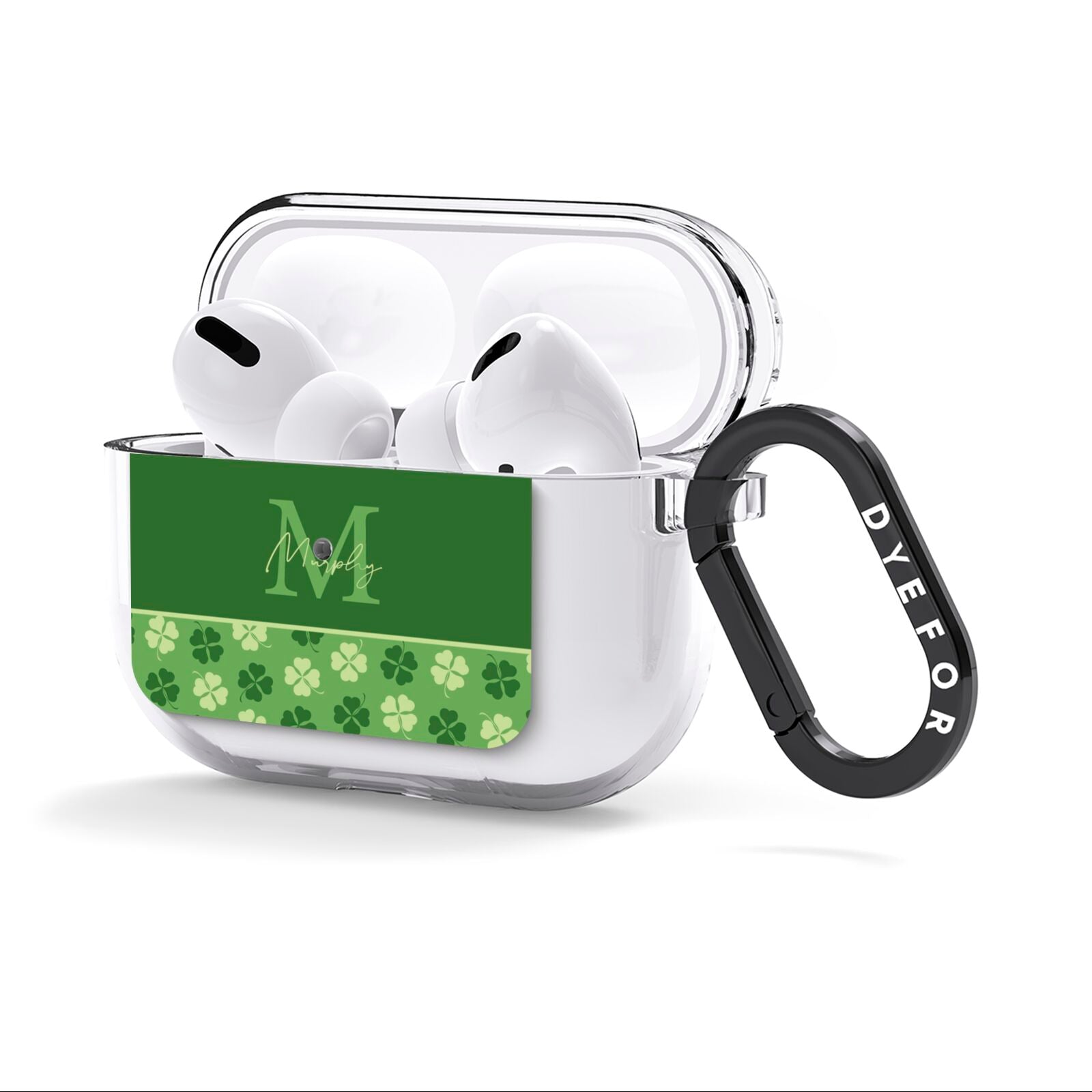 Personalised St Patricks Day Monogram AirPods Clear Case 3rd Gen Side Image