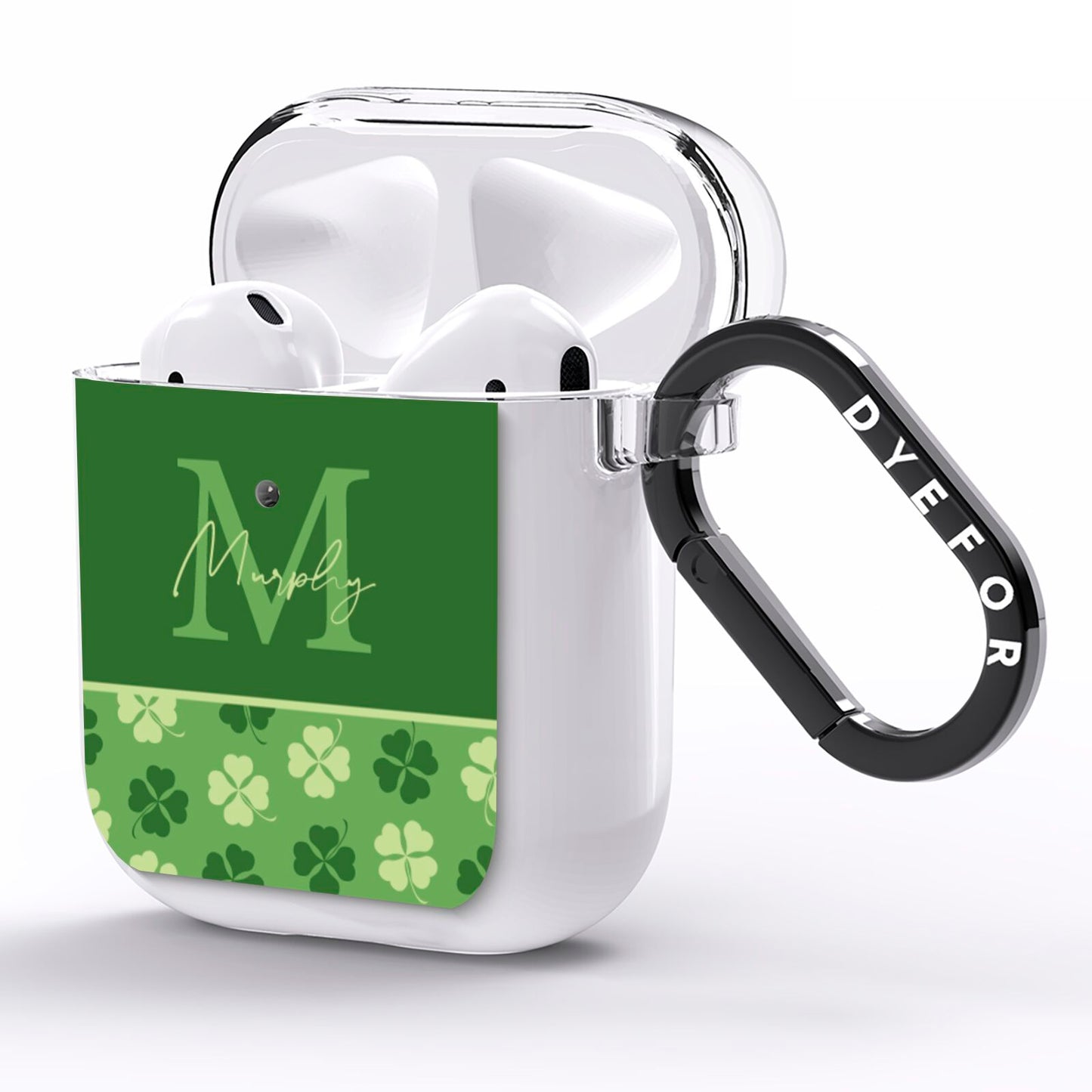 Personalised St Patricks Day Monogram AirPods Clear Case Side Image