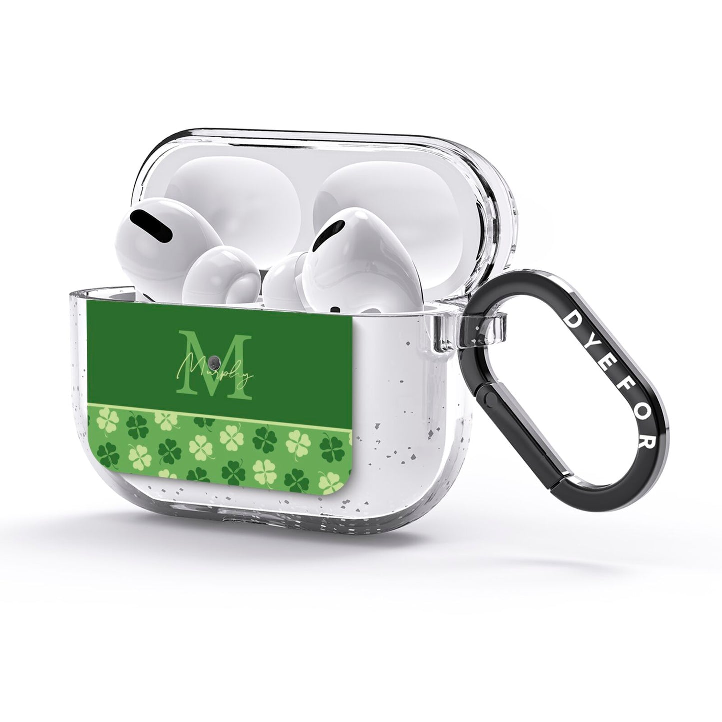 Personalised St Patricks Day Monogram AirPods Glitter Case 3rd Gen Side Image