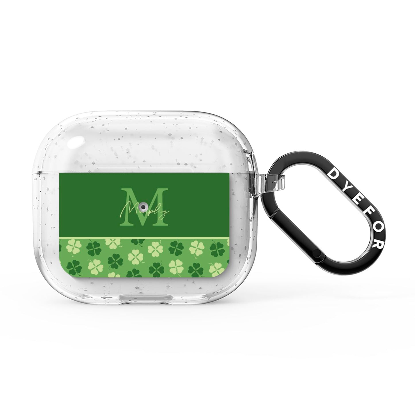 Personalised St Patricks Day Monogram AirPods Glitter Case 3rd Gen