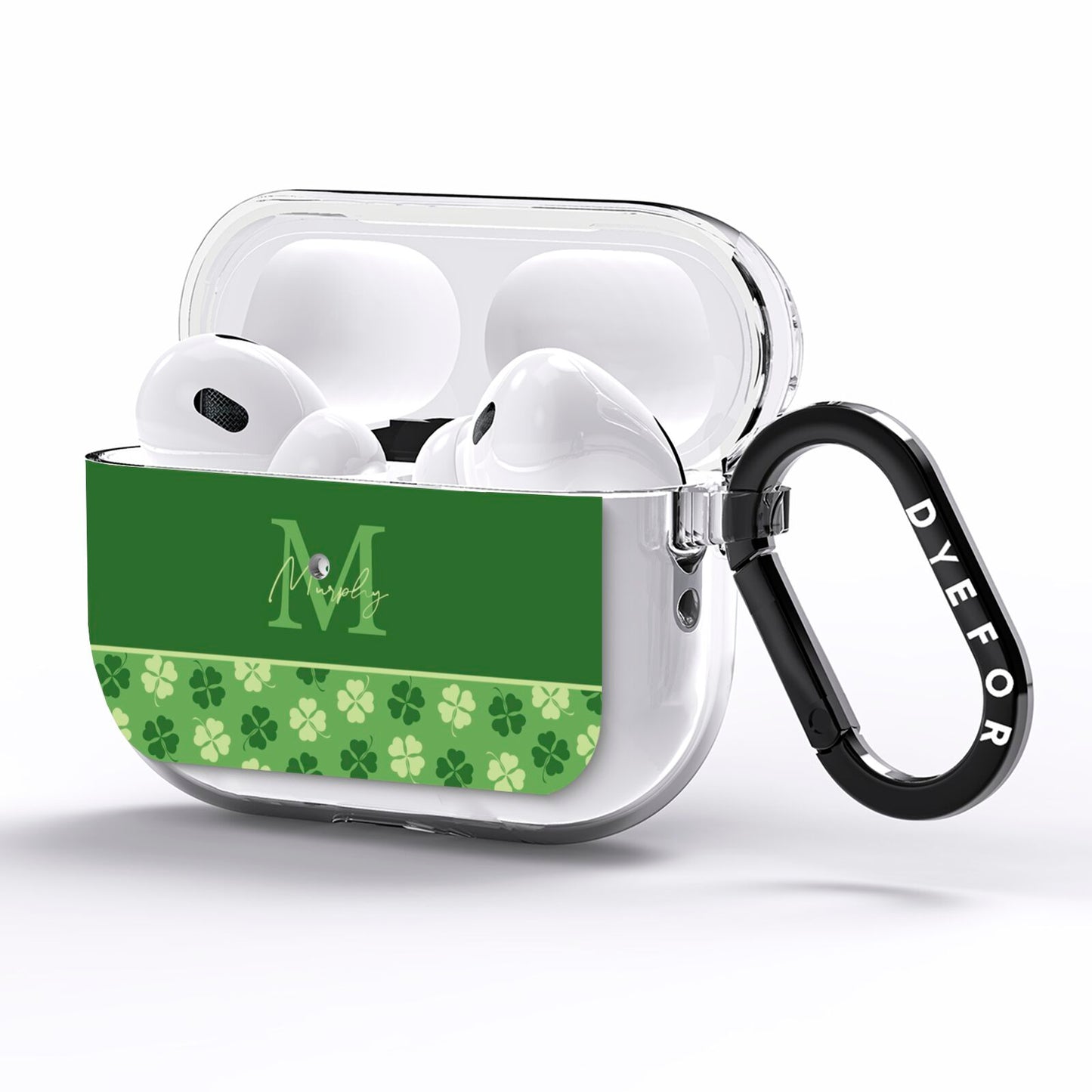 Personalised St Patricks Day Monogram AirPods Pro Clear Case Side Image